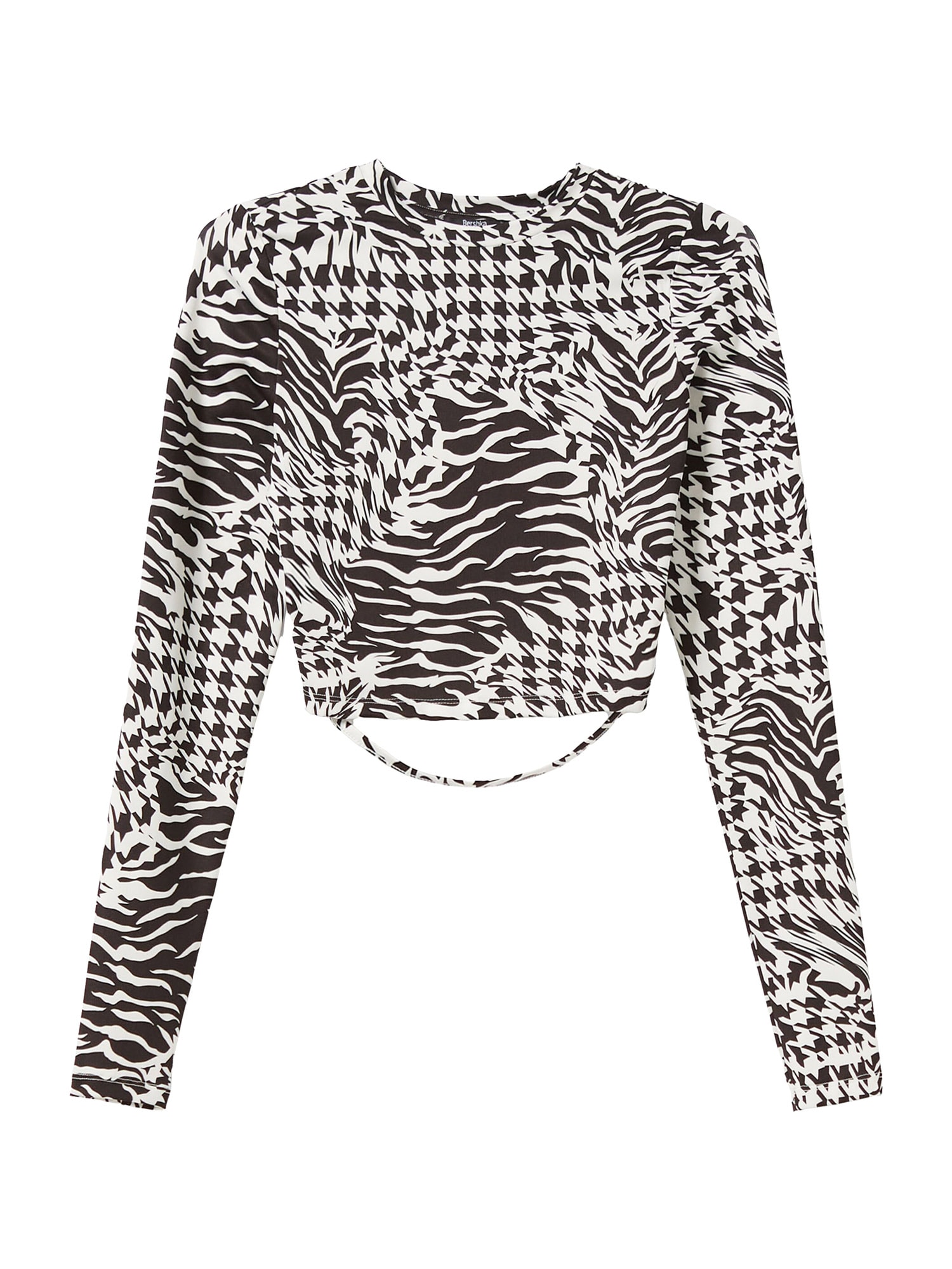 Bershka Majica  črna / bela