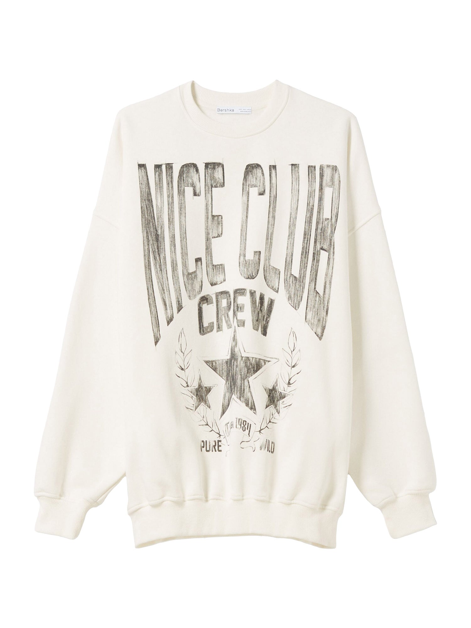 Bershka Majica  črna / naravno bela