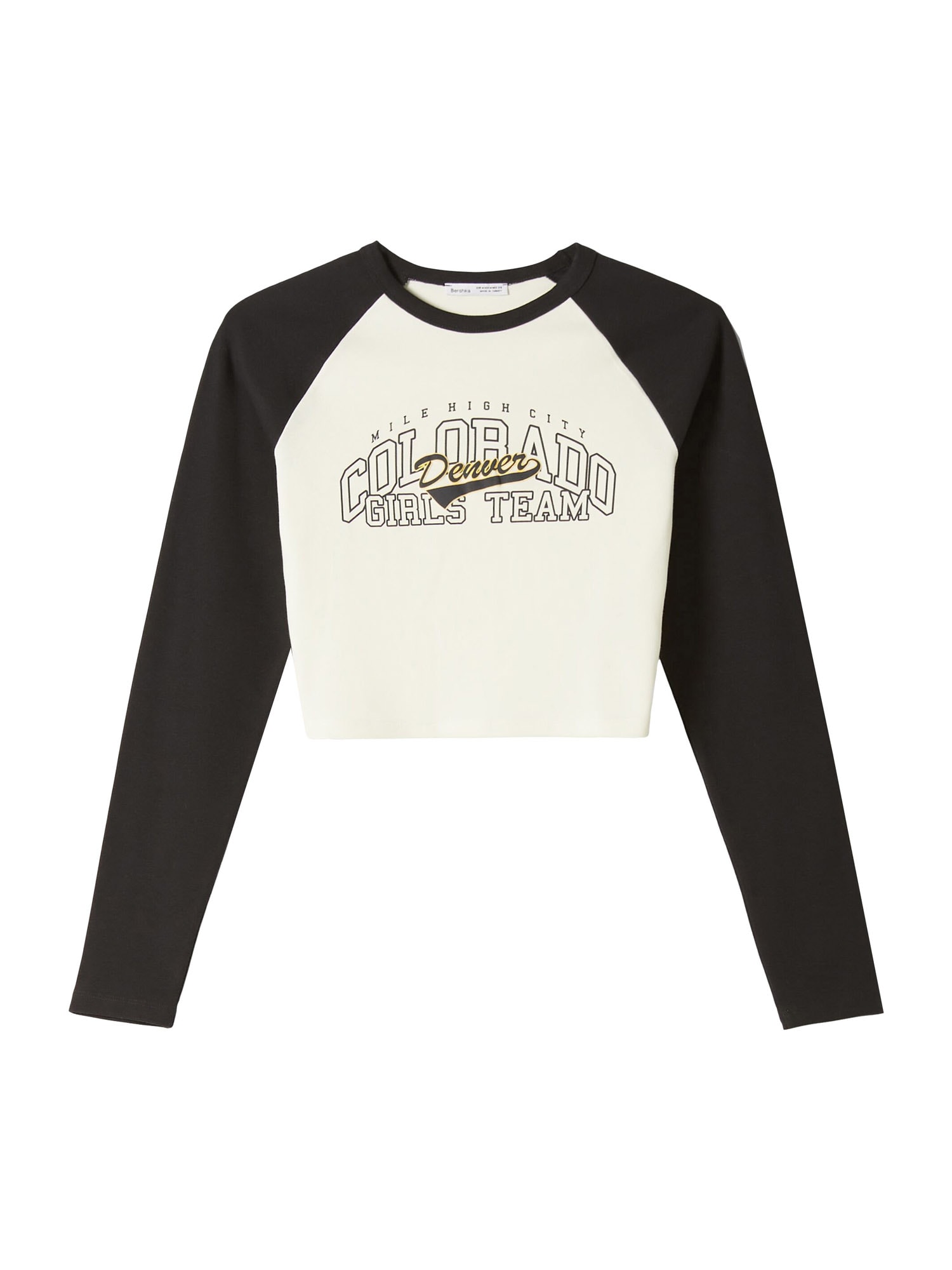 Bershka Majica  rumena / svetlo siva / črna