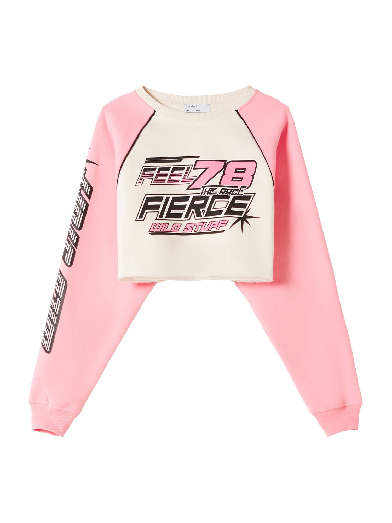 Bershka Majica  staro roza / črna / bela