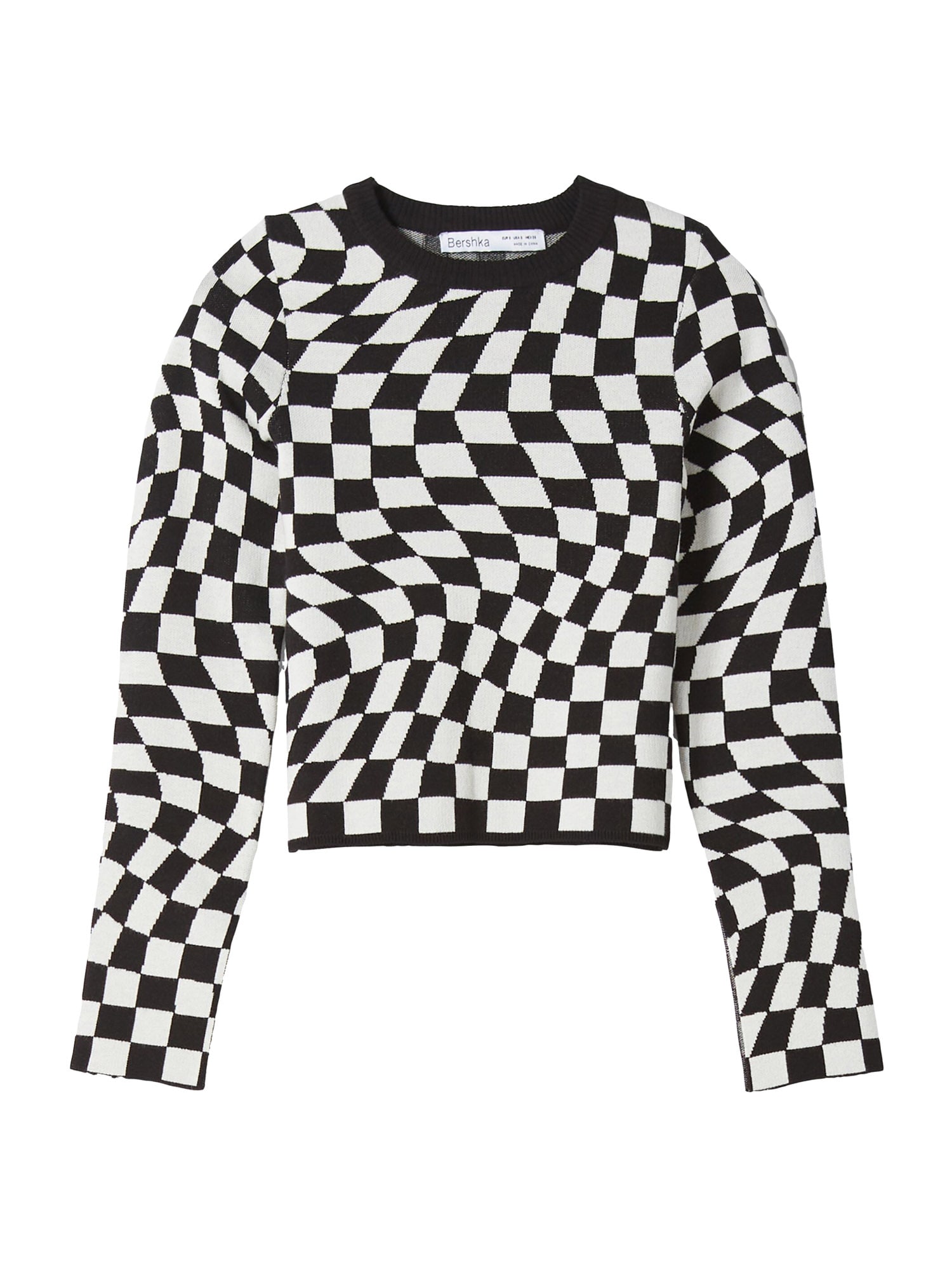 Bershka Pulover  črna / bela