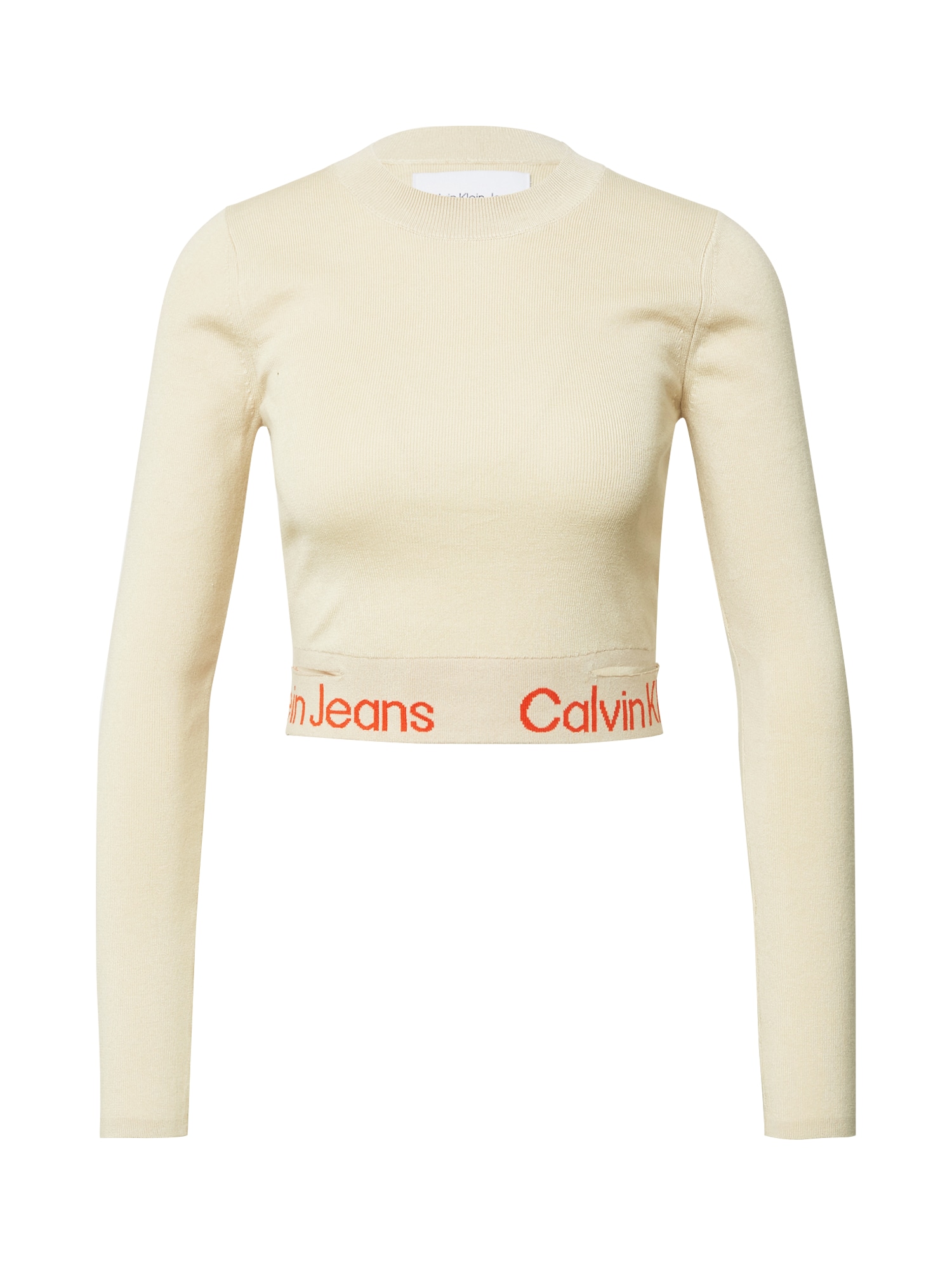 Calvin Klein Jeans Pulover 'Intarsia'  bež / oranžna
