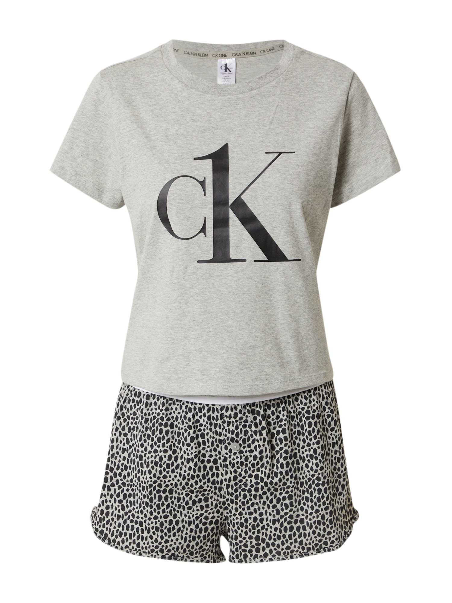 Calvin Klein Kratke hlače za spanje  pegasto siva / črna