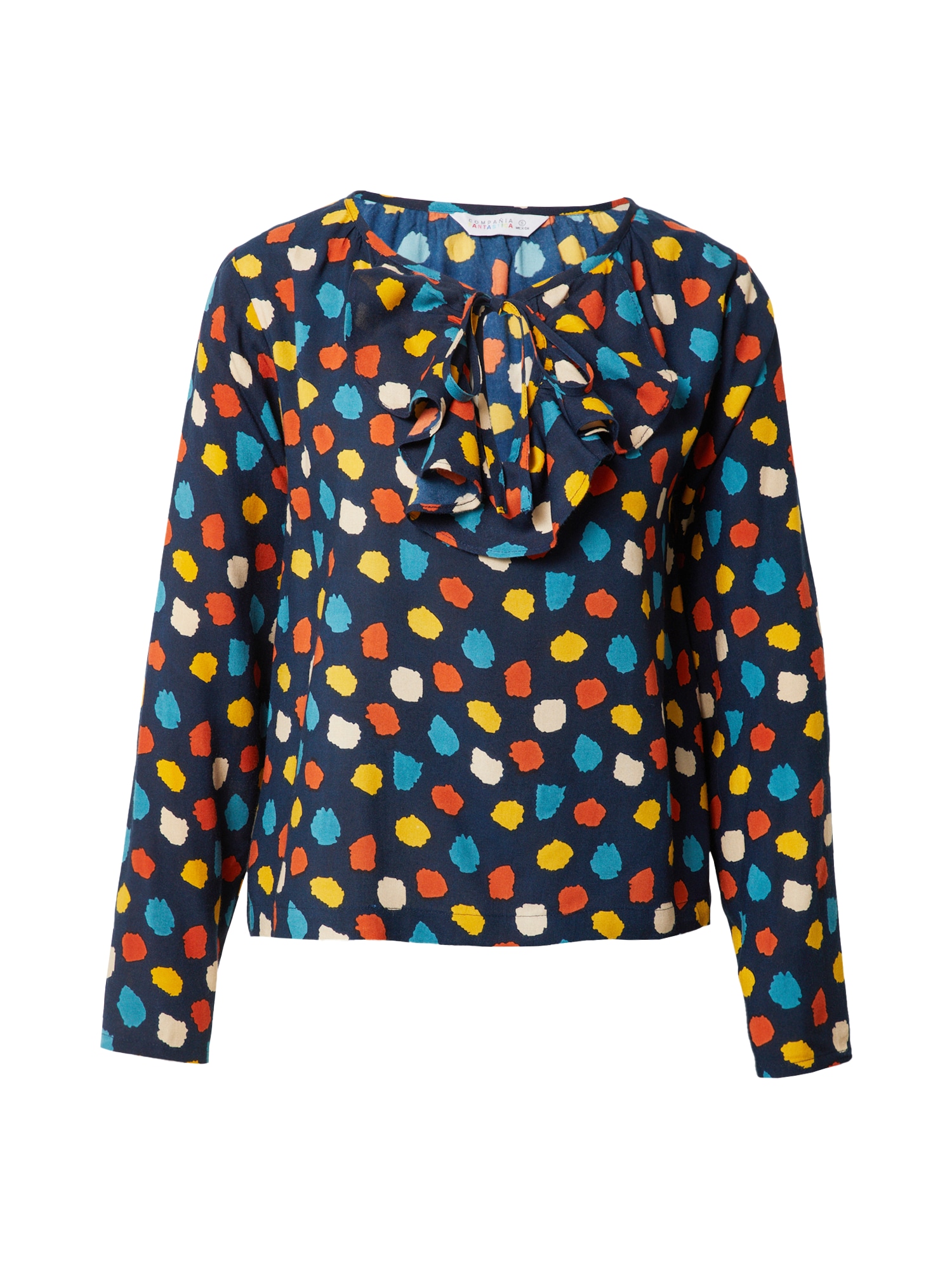 Compania Fantastica Bluza 'Top'  cijansko modra / temno modra / kari / oranžna