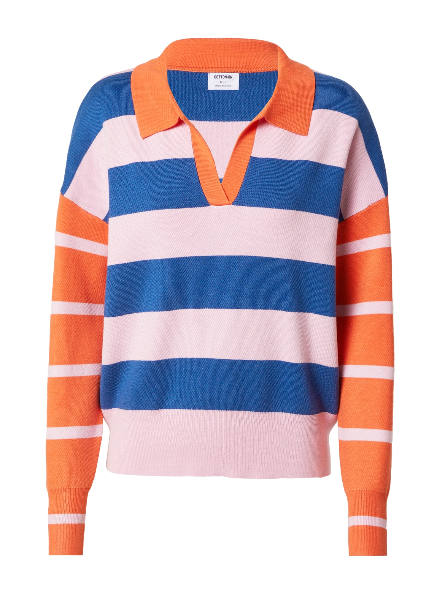 Cotton On Pulover  modra / oranžna / svetlo roza