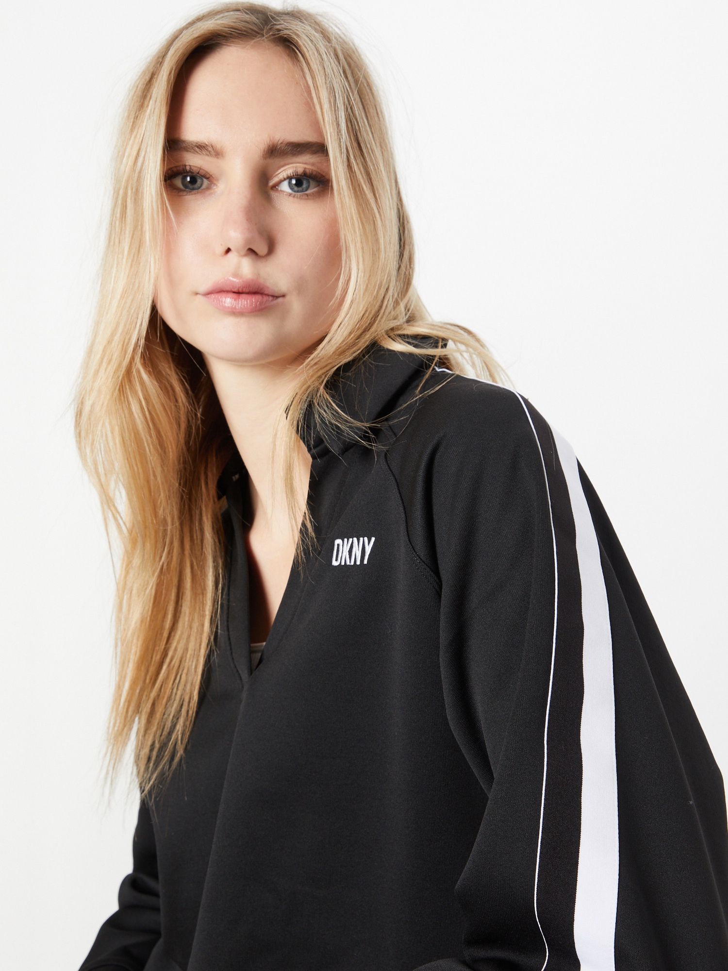 DKNY Performance Športen pulover  črna / bela