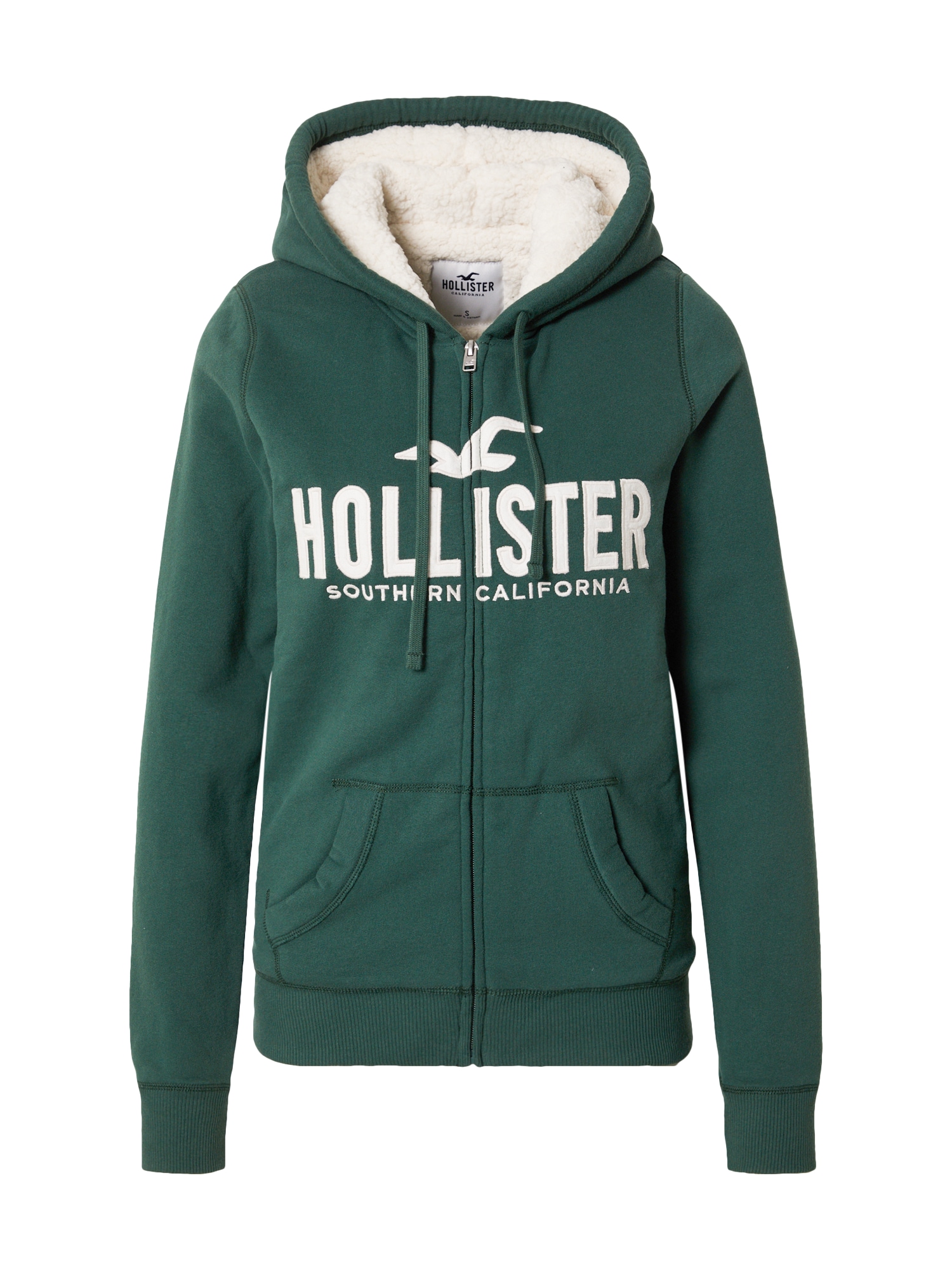 HOLLISTER Jopa na zadrgo  temno zelena / bela