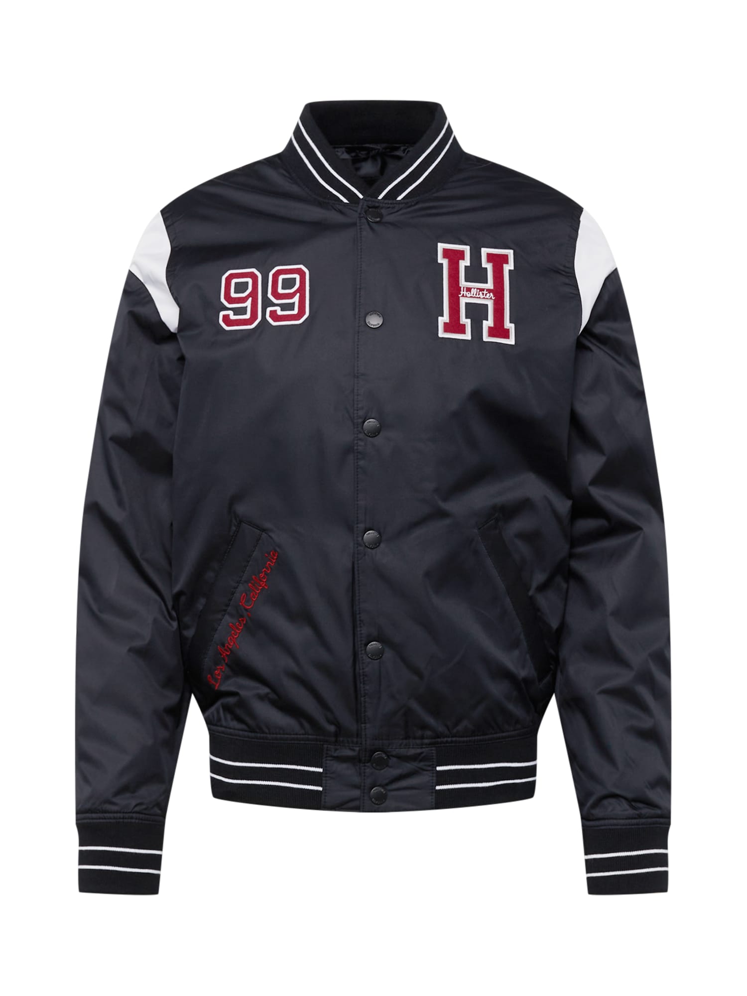 HOLLISTER Prehodna jakna  češnjevo rdeča / črna / bela