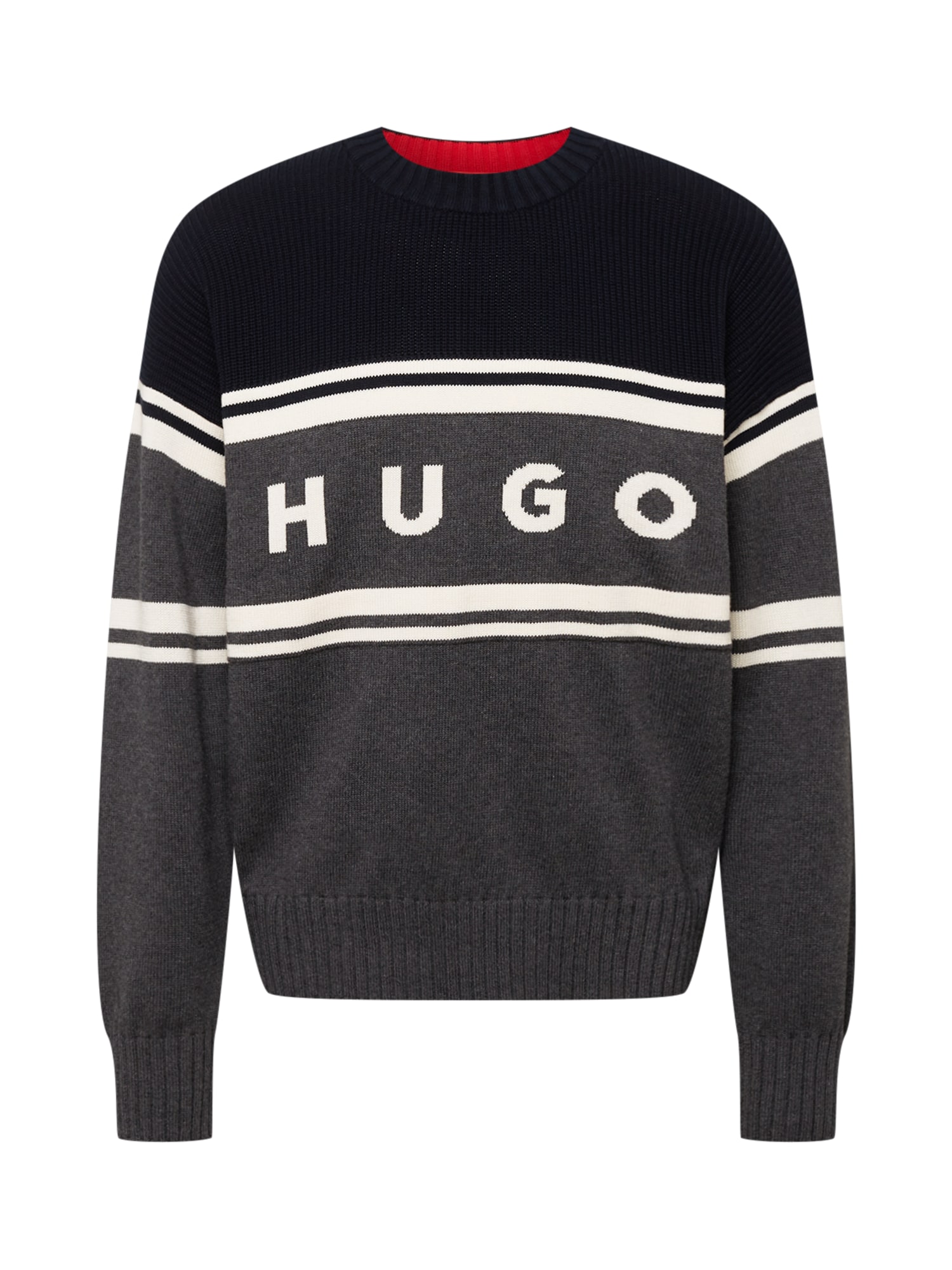 HUGO Pulover 'Sopid'  temno siva / črna / bela