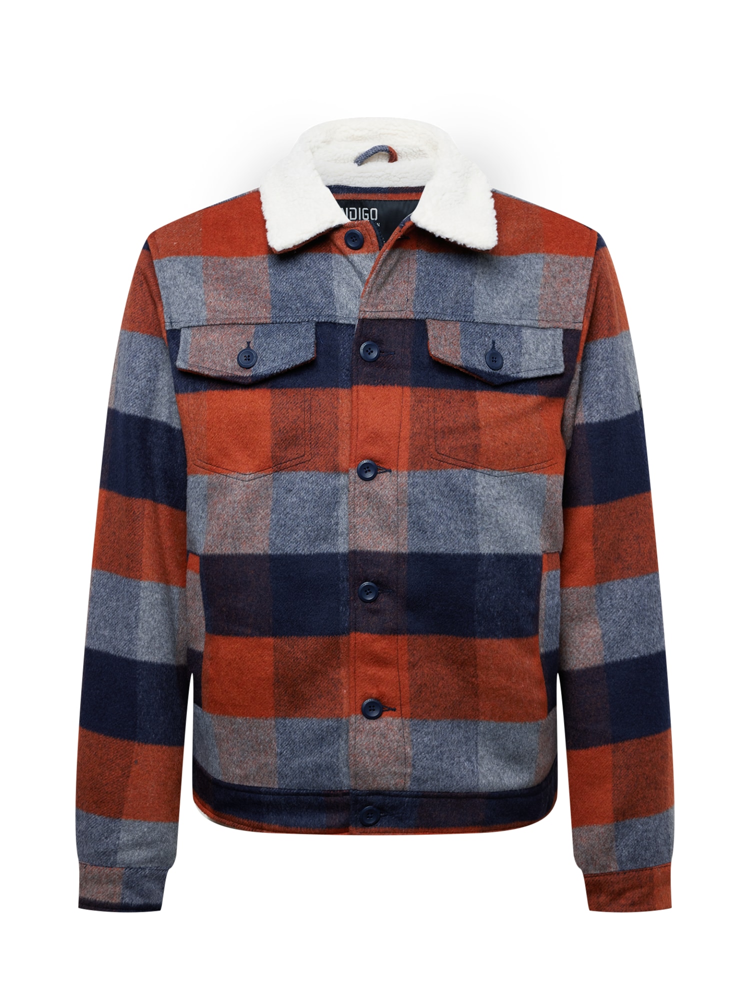 INDICODE JEANS Prehodna jakna 'Sherlock'  mornarska / progasto modra / jastog / bela