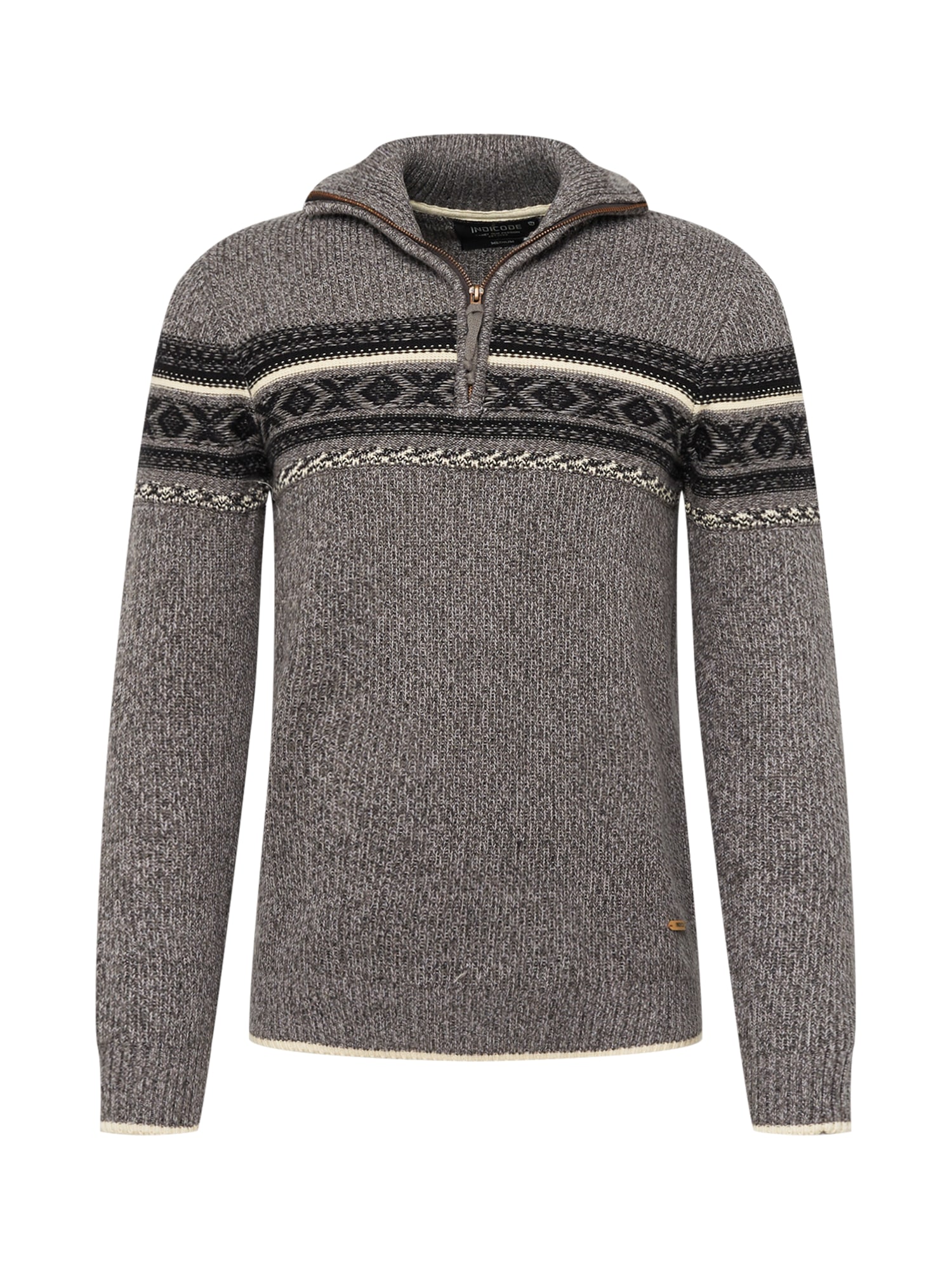 INDICODE JEANS Pulover 'Noss'  pegasto siva / črna / bela