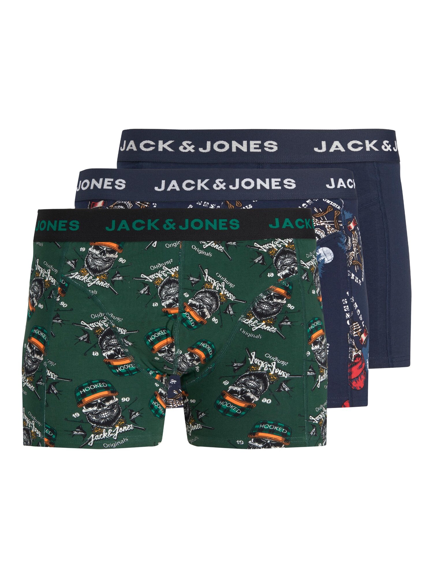 JACK & JONES Boksarice 'CAPTAIN'  mornarska / kaki / oranžna / bela