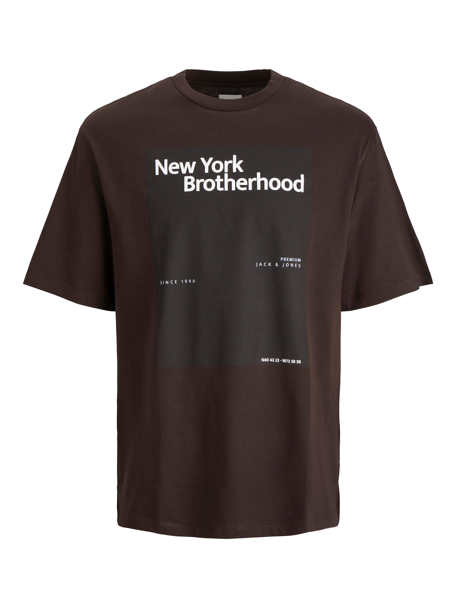 JACK & JONES Majica 'Brotherhood'  temno rjava / črna / bela