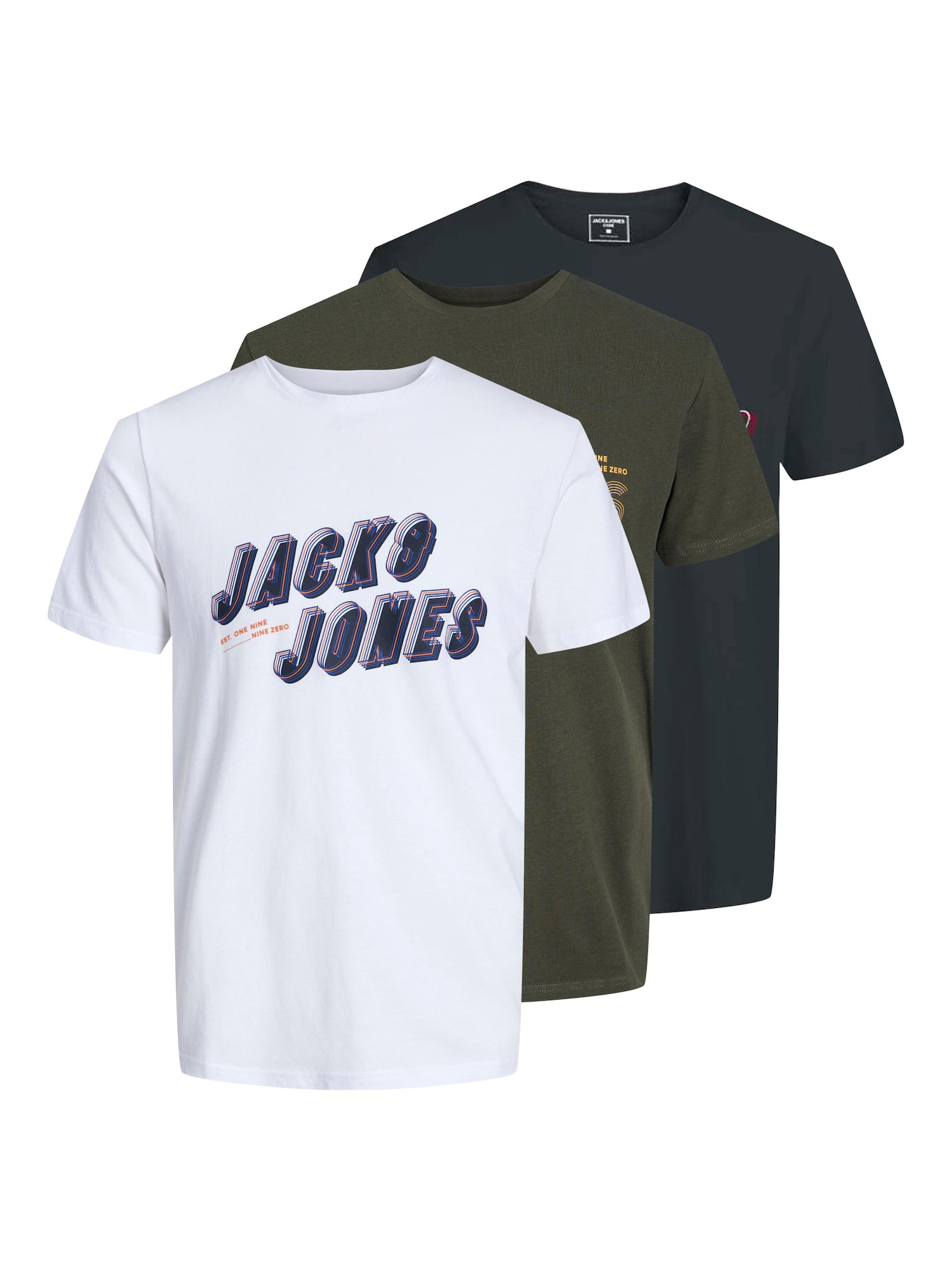 JACK & JONES Majica 'FRIDAY'  mornarska / oliva / črna / bela