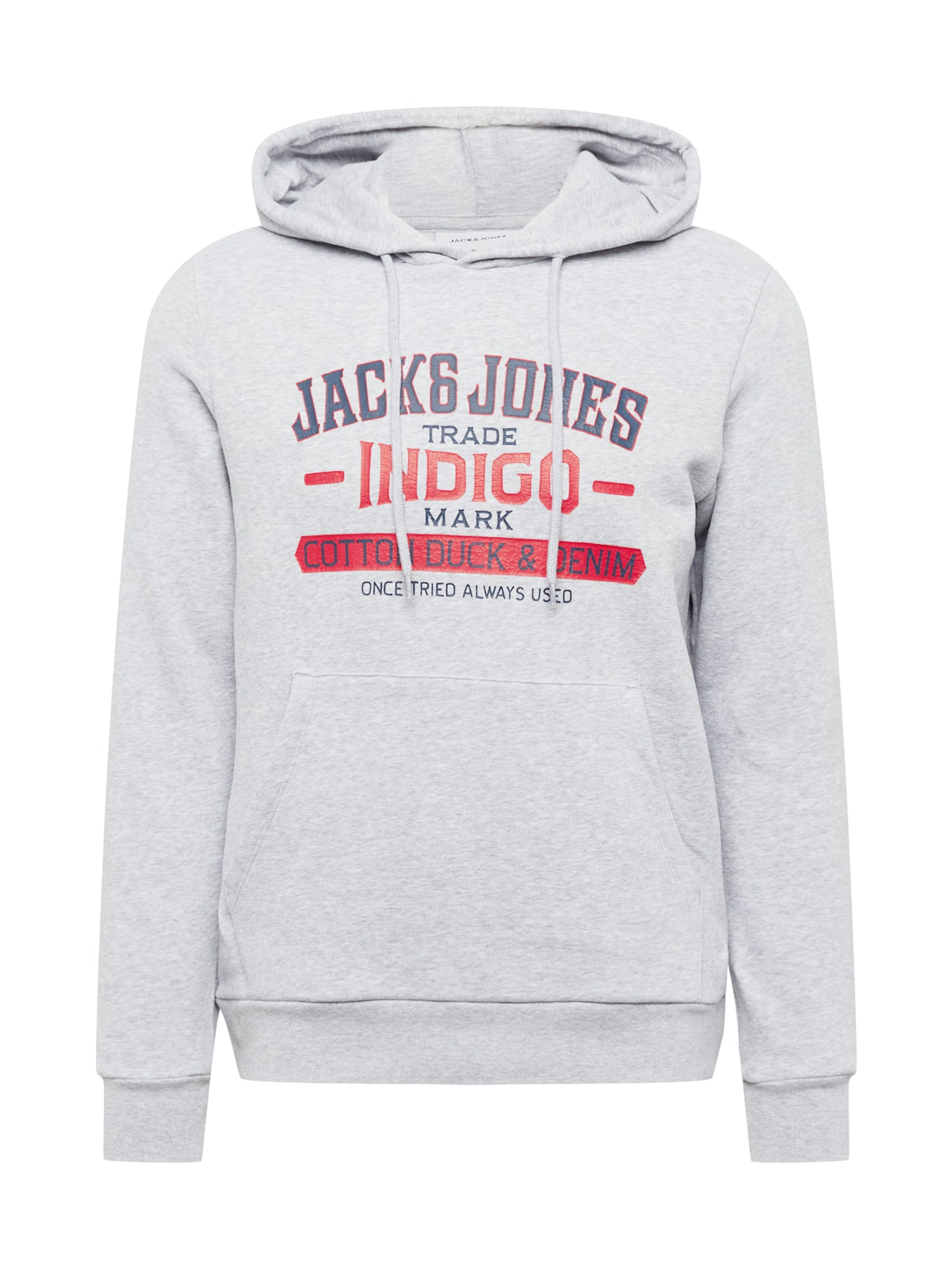 JACK & JONES Majica 'New Denim'  mornarska / pegasto siva / rdeča