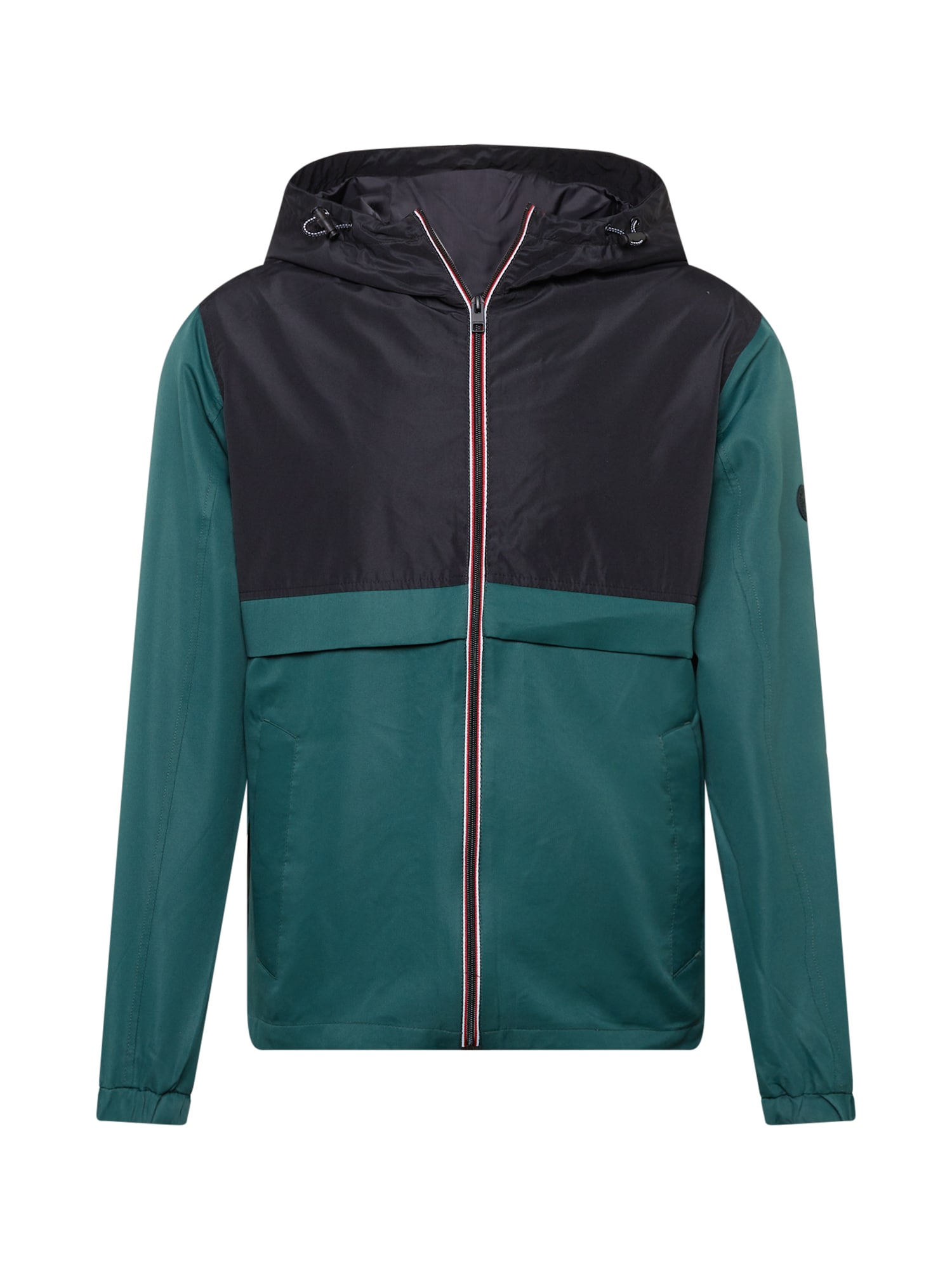 JACK & JONES Prehodna jakna 'ALLEN'  smaragd / črna / bela