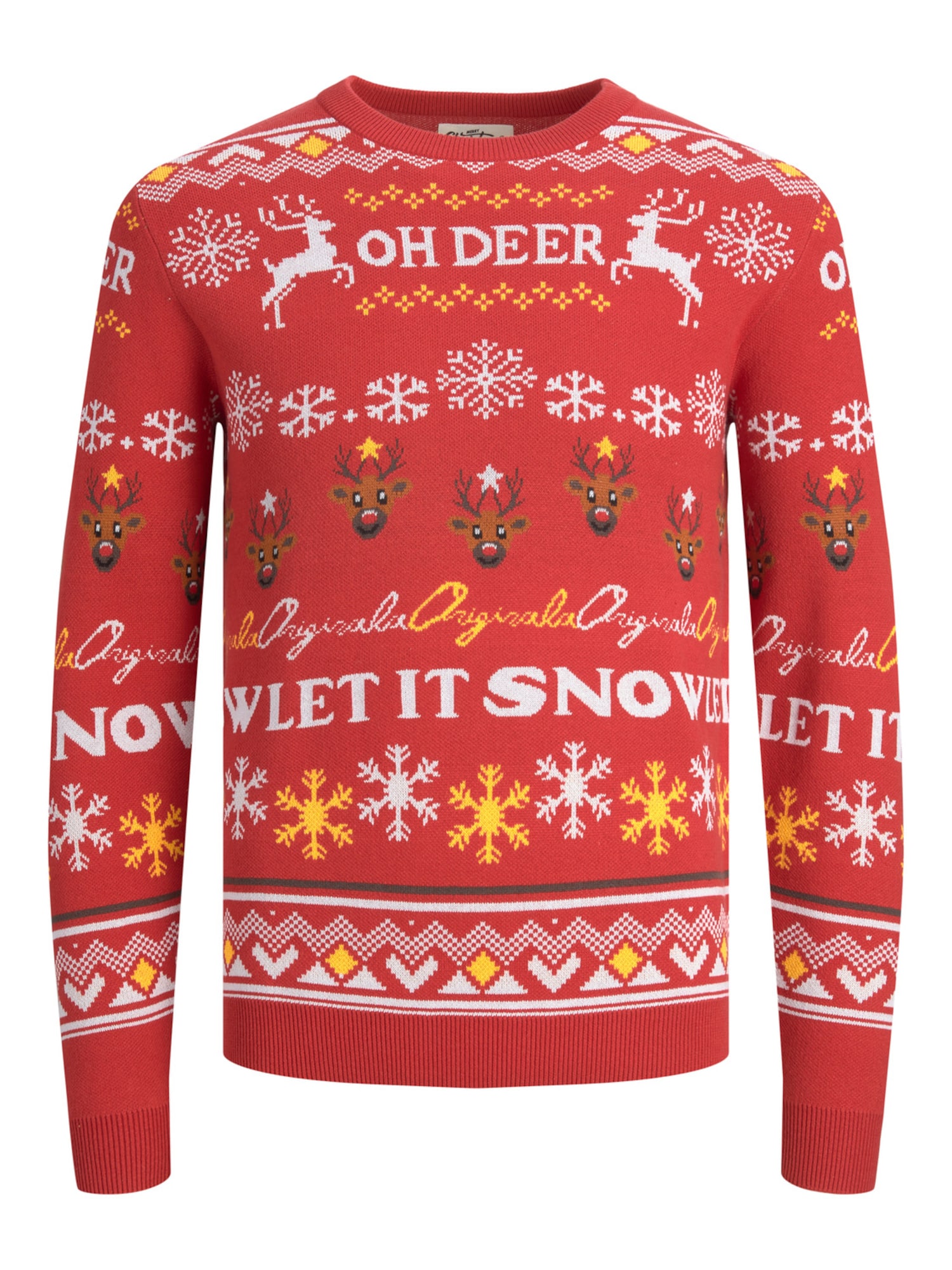 JACK & JONES Pulover 'HOHO'  rumena / rdeča / črna / bela