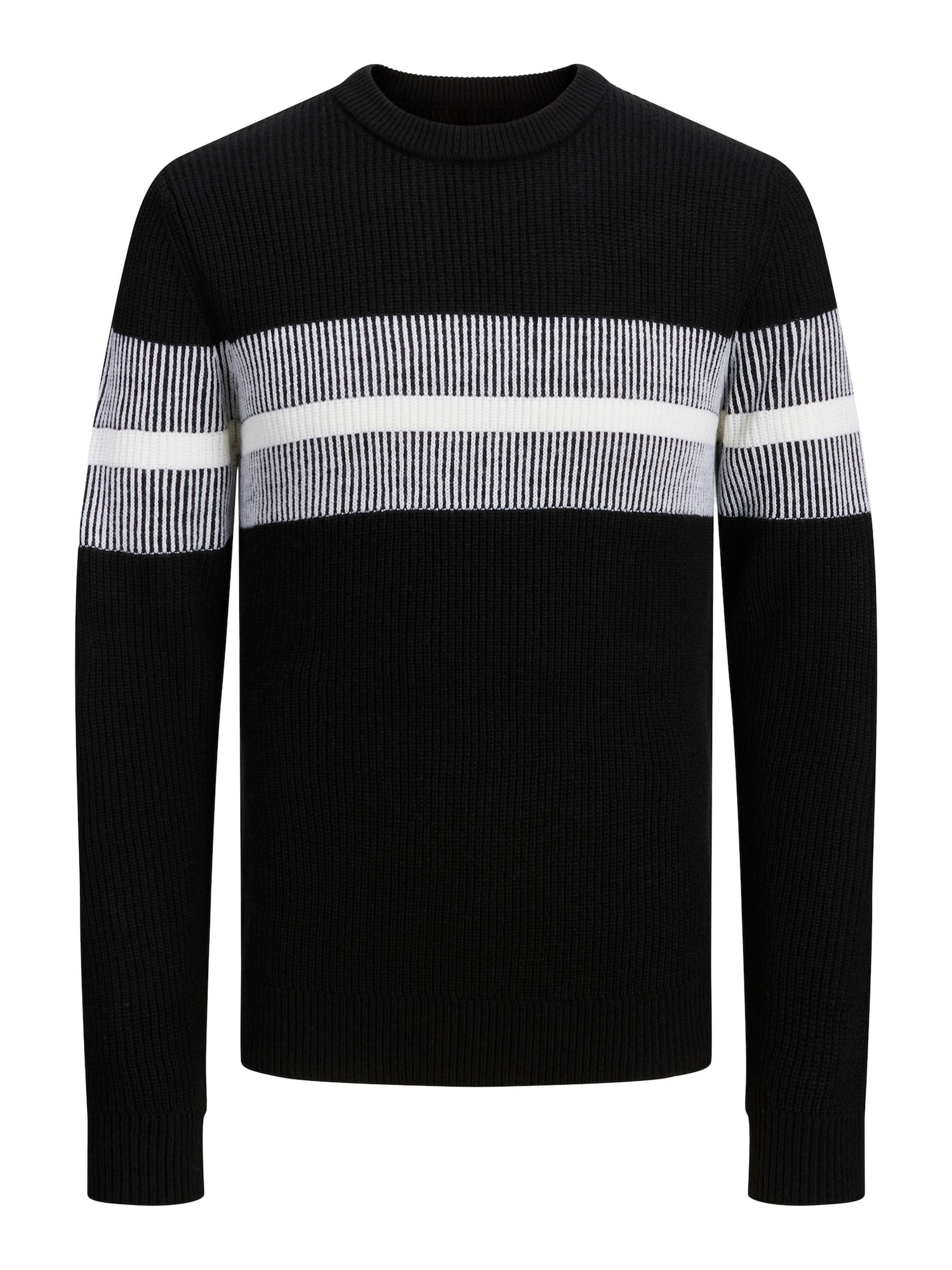 JACK & JONES Pulover 'KELVIN'  črna / bela
