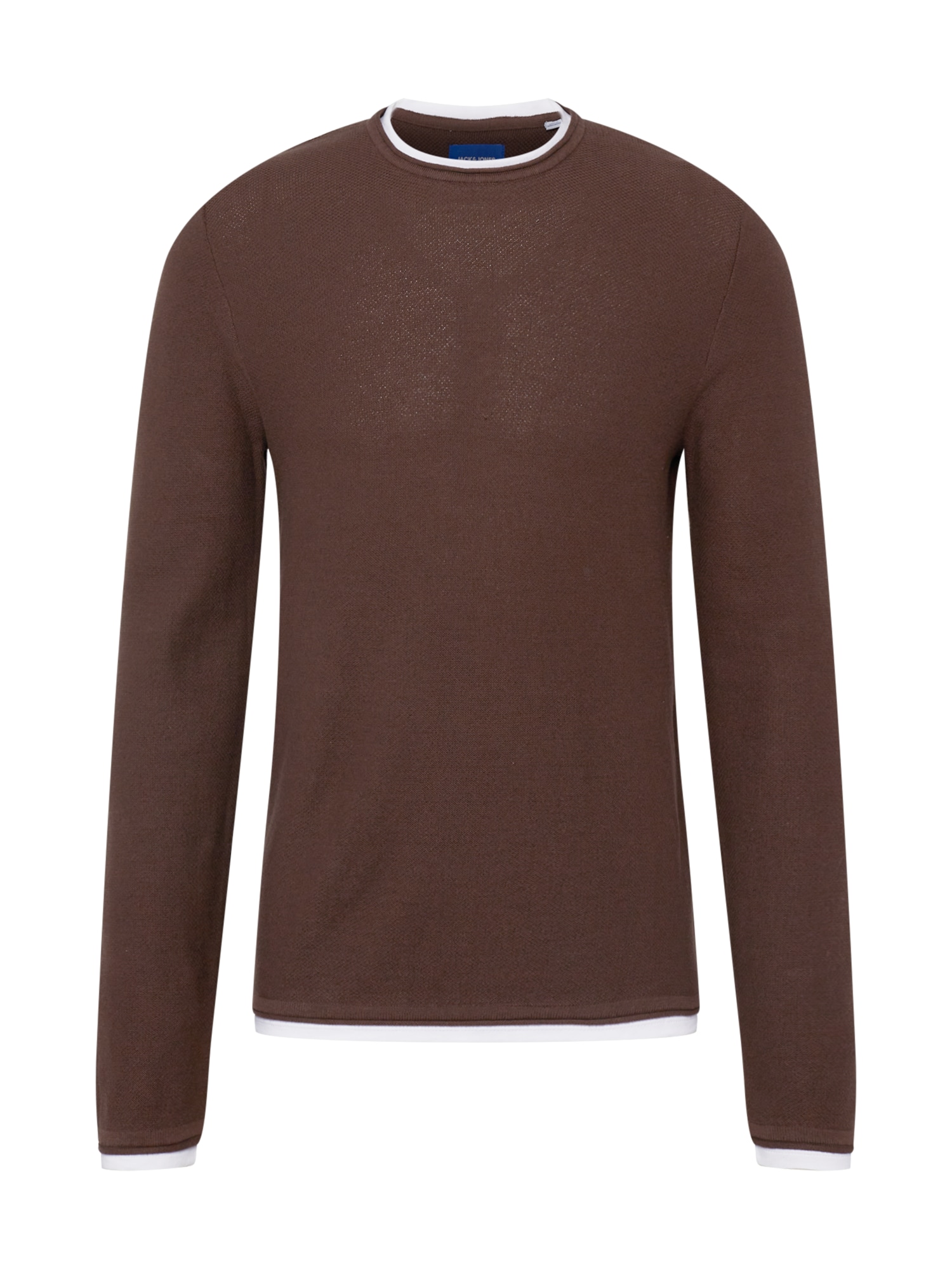 JACK & JONES Pulover 'TWINN'  temno rjava / bela