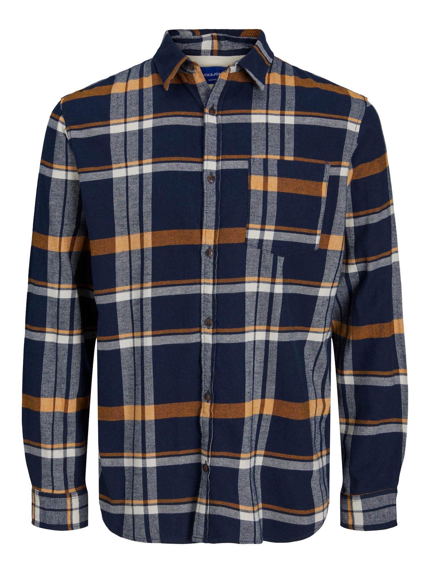 JACK & JONES Srajca 'Owen'  mornarska / oranžna / bela