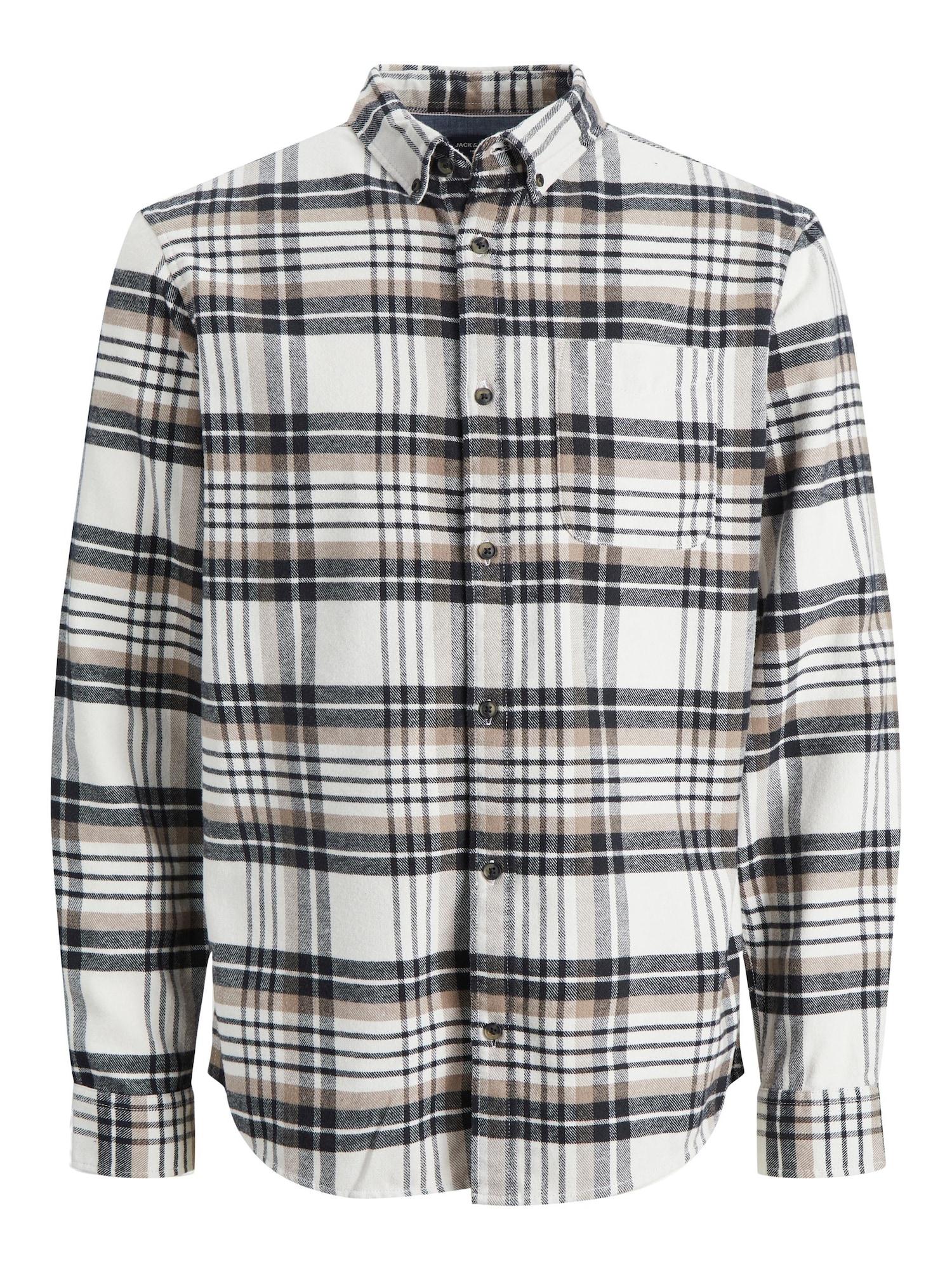 JACK & JONES Srajca 'Walter'  svetlo rjava / črna / bela