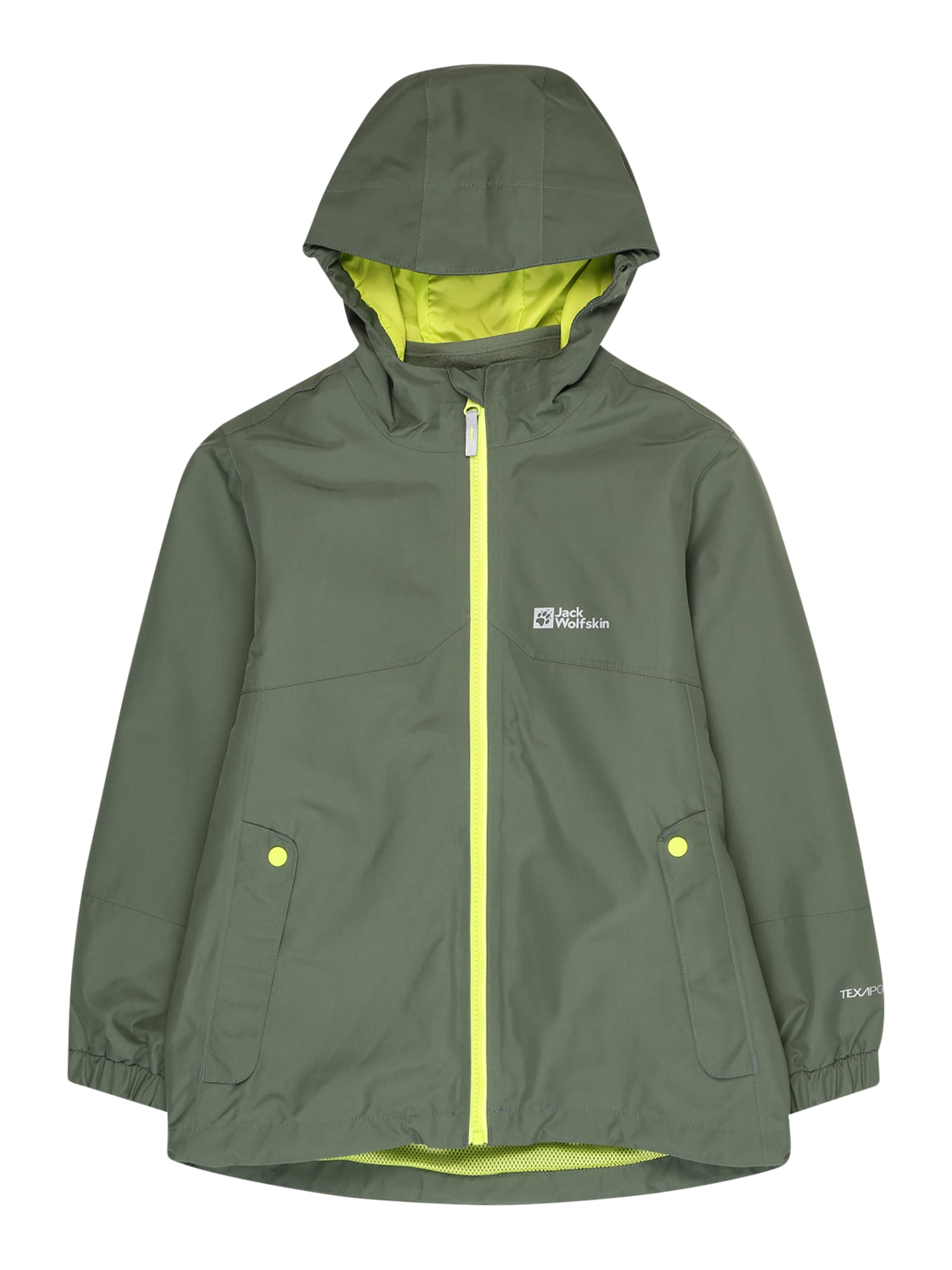 JACK WOLFSKIN Zunanja jakna 'Iceland'  neonsko zelena / temno zelena