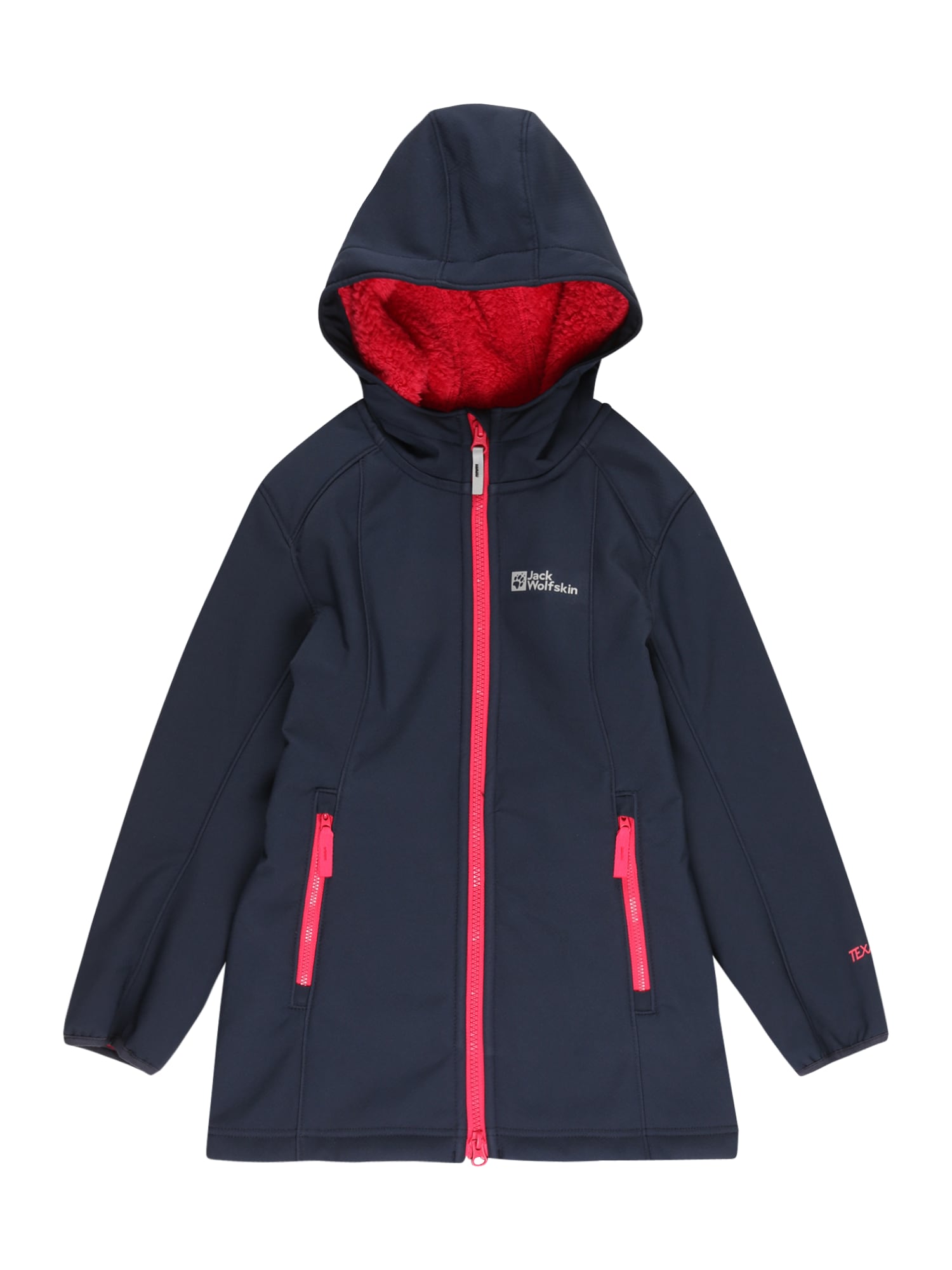 JACK WOLFSKIN Zunanja jakna 'KISSEKAT'  mornarska / neonsko roza / srebrna