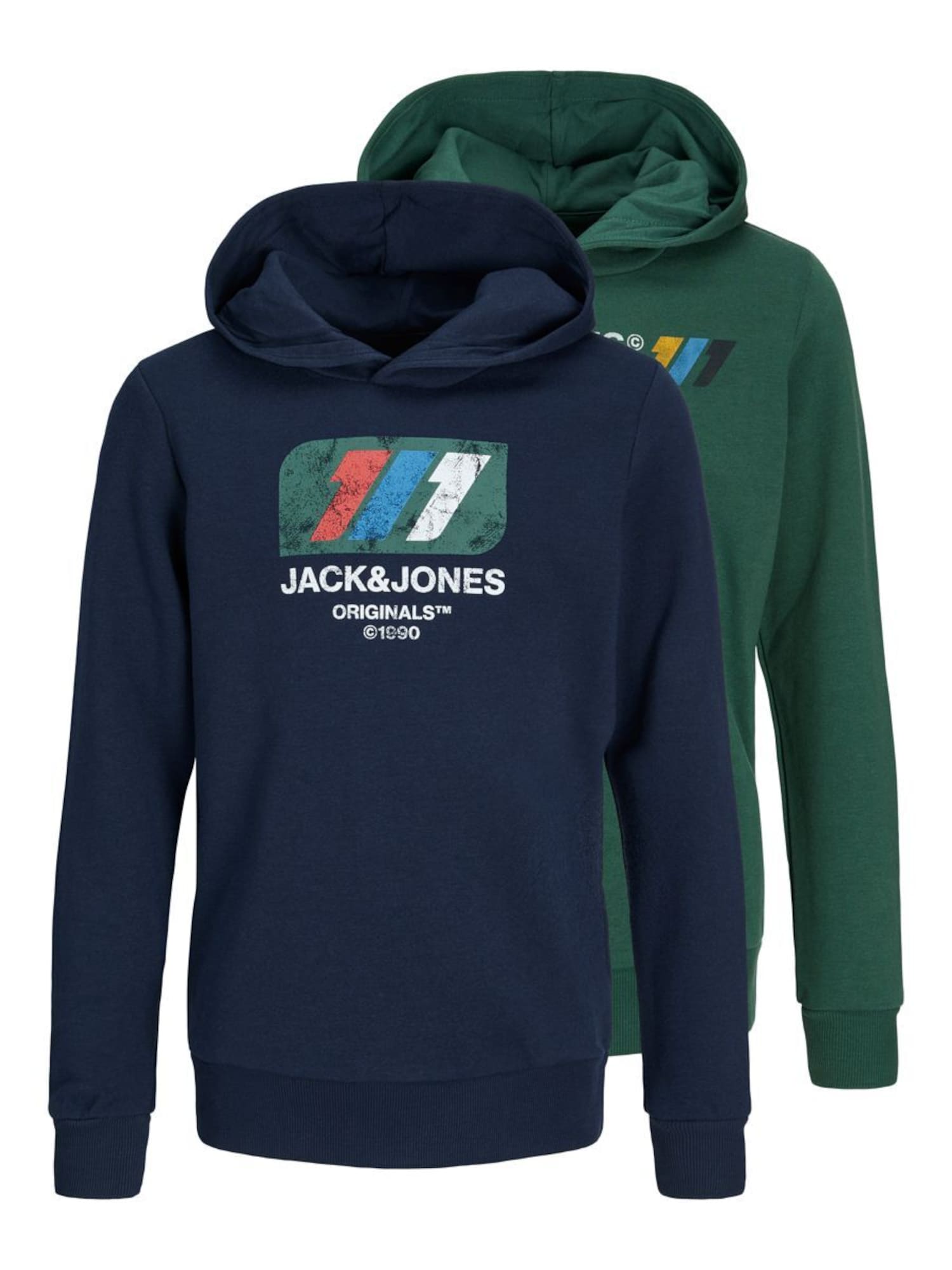 Jack & Jones Junior Majica 'Nate'  modra / mornarska / temno zelena / bela