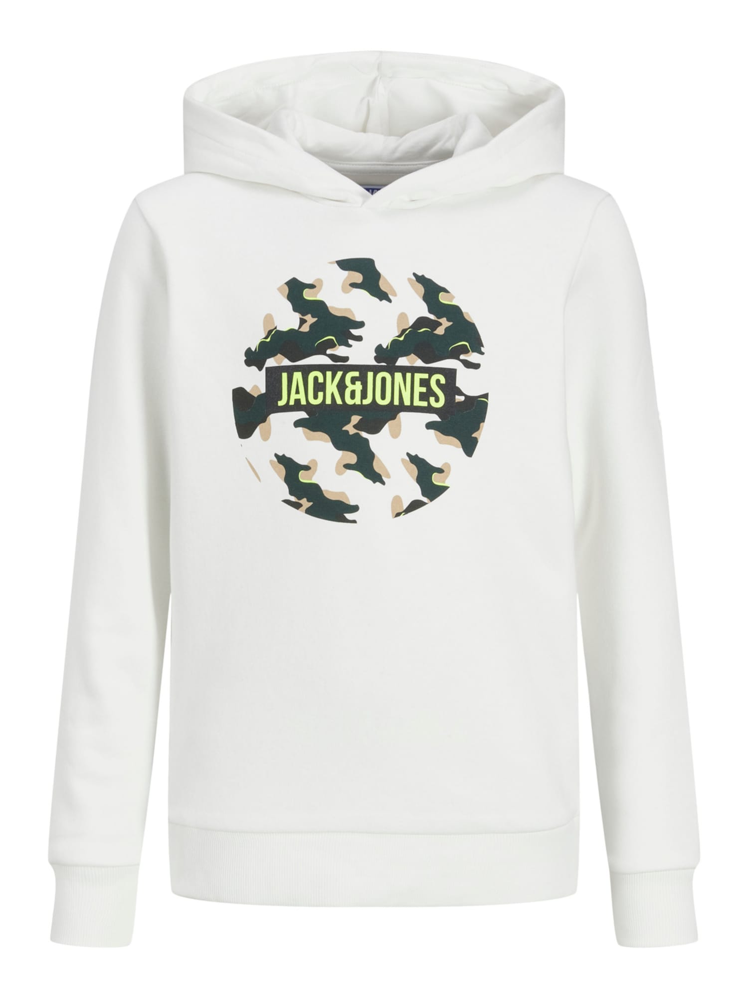 Jack & Jones Junior Majica  svetlo bež / neonsko rumena / črna / bela