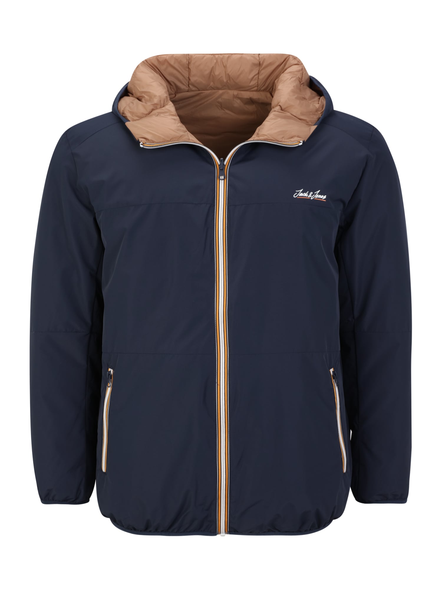 Jack & Jones Plus Prehodna jakna 'PAUL'  mornarska / svetlo rjava