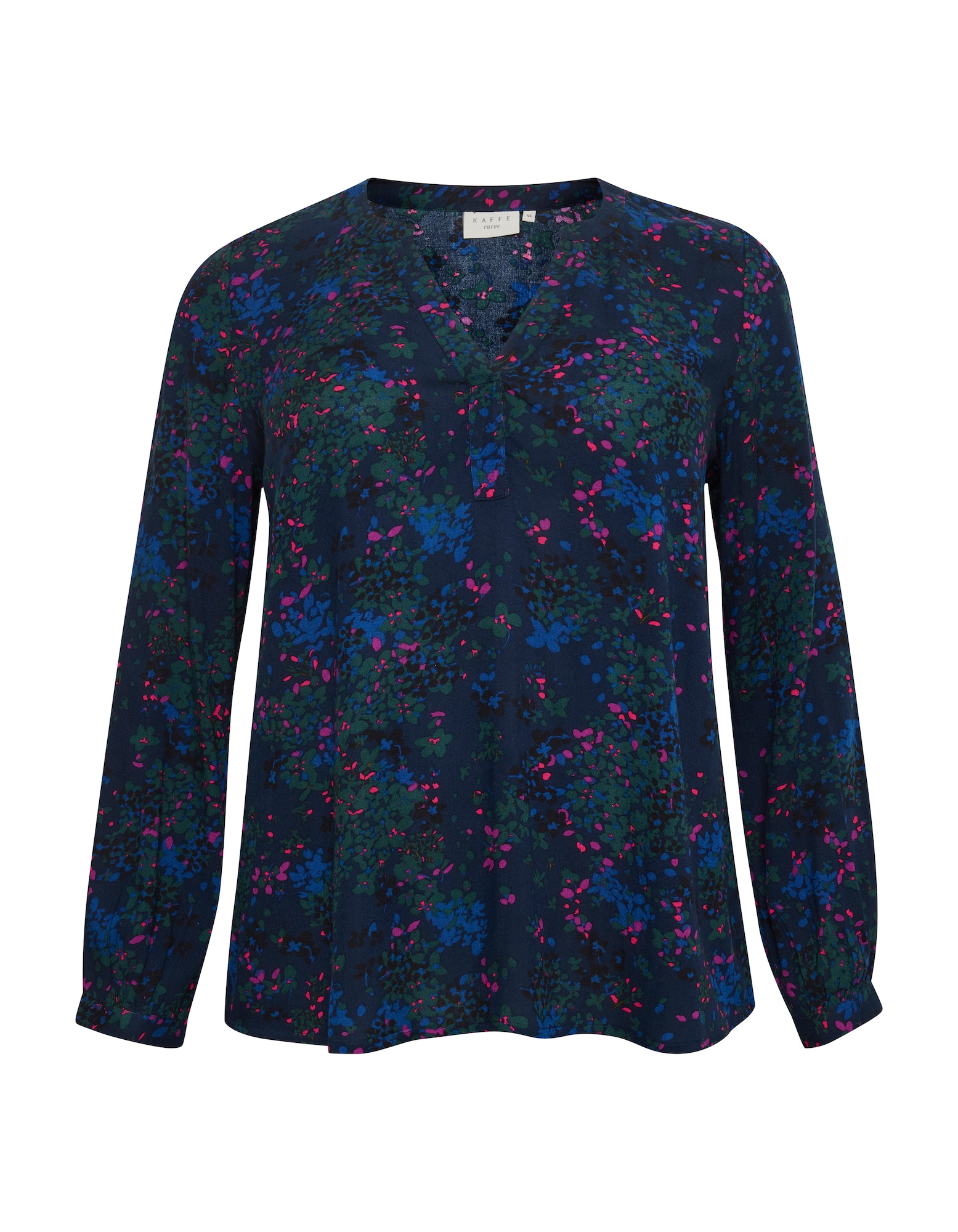 KAFFE CURVE Bluza 'Sanny'  nočno modra / temno zelena / orhideja / neonsko roza