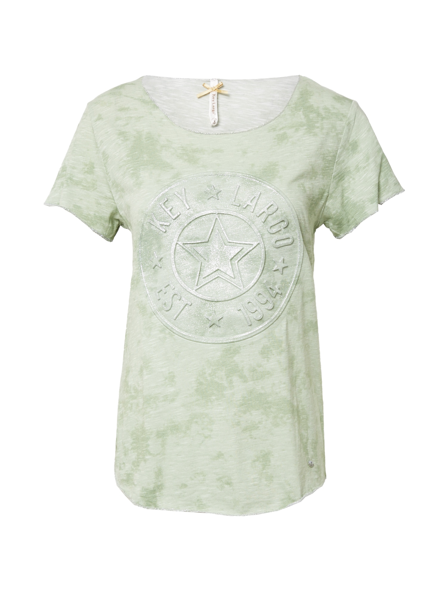 Key Largo Majica 'DIRECTION'  pastelno zelena / srebrna