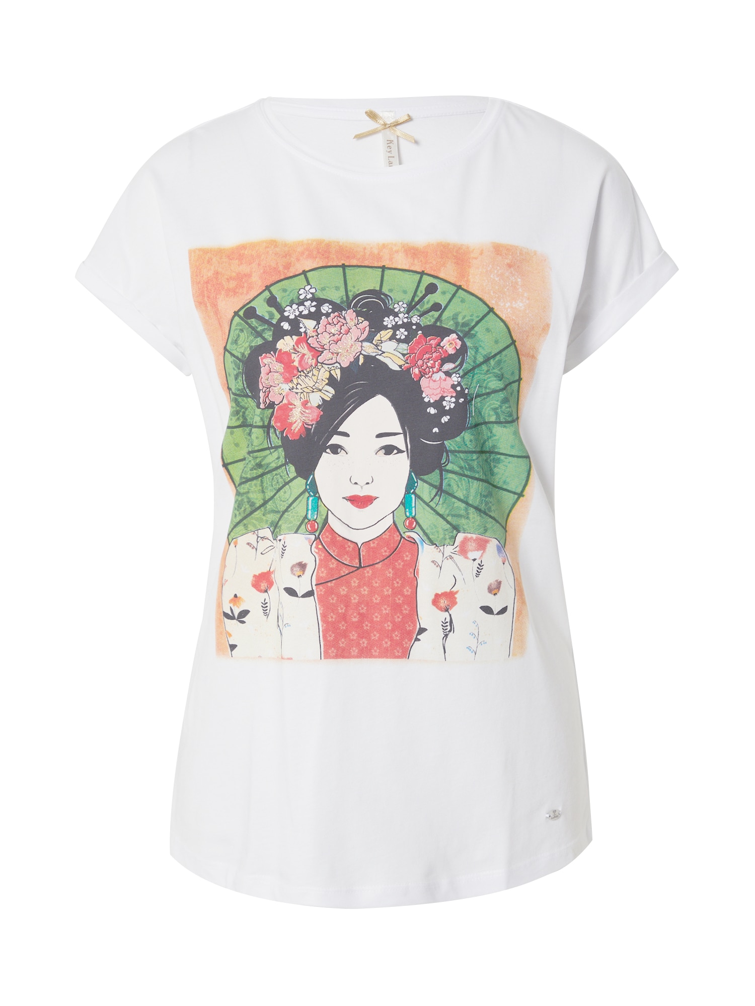Key Largo Majica 'GEISHA'  zelena / svetlo oranžna / rdeča / off-bela