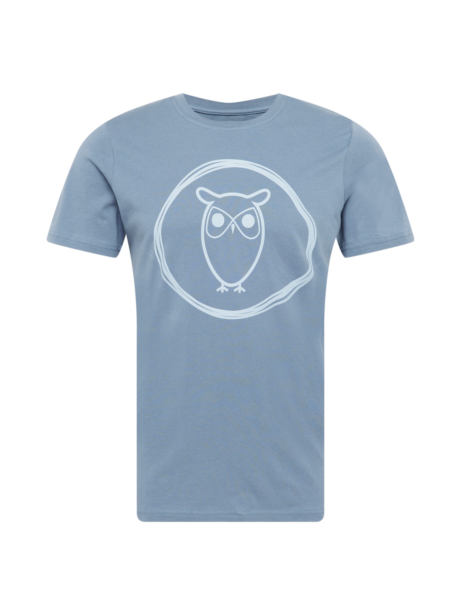KnowledgeCotton Apparel Majica 'Owl'  svetlo modra / bela