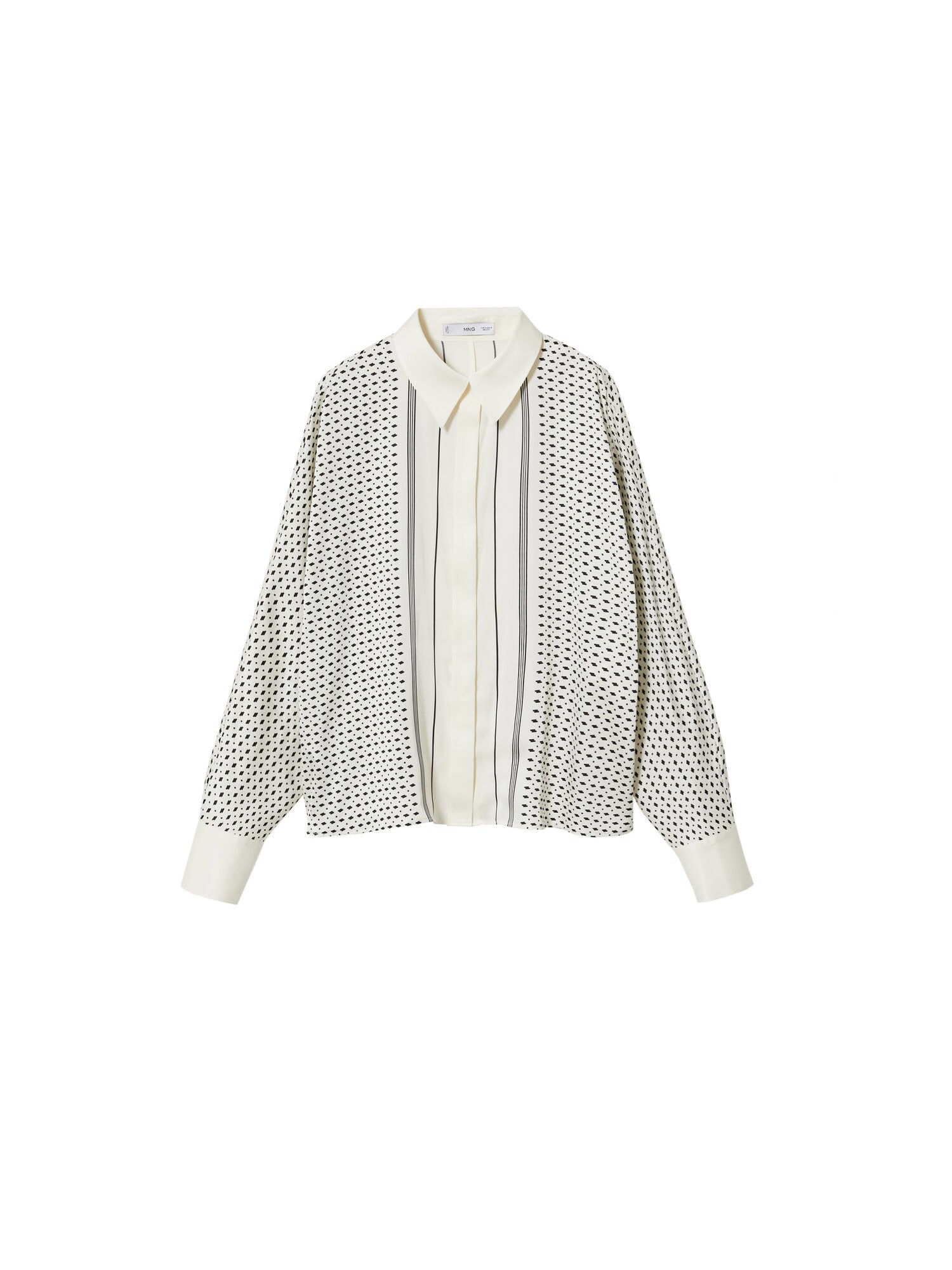MANGO Bluza  ecru / črna