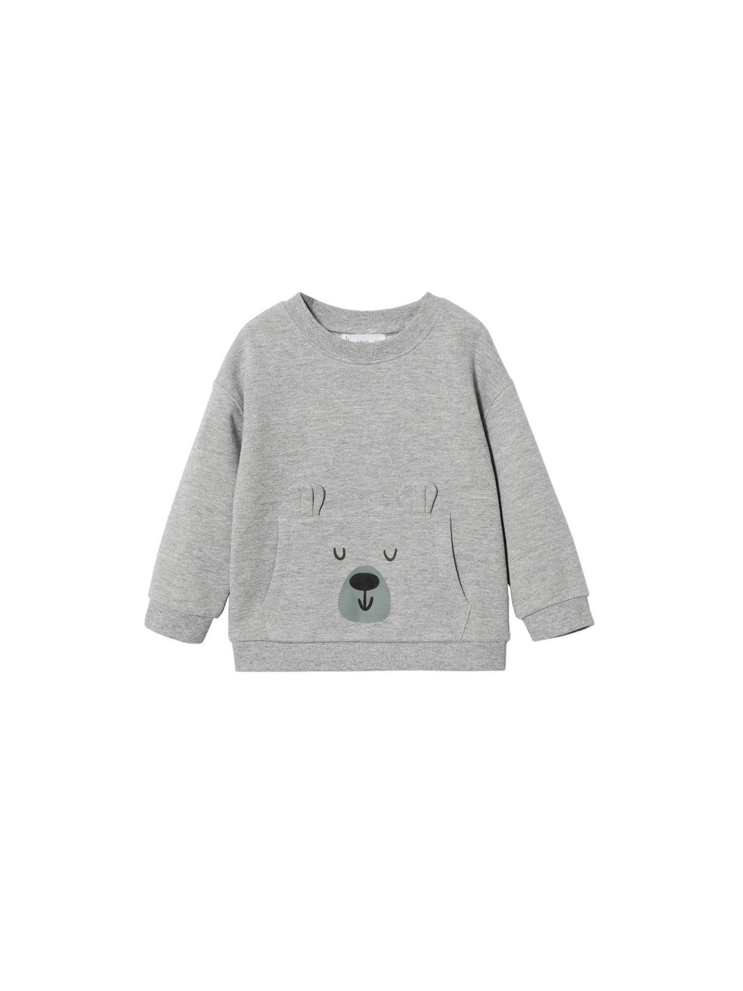 MANGO KIDS Majica 'Deer'  siva / pegasto siva / črna