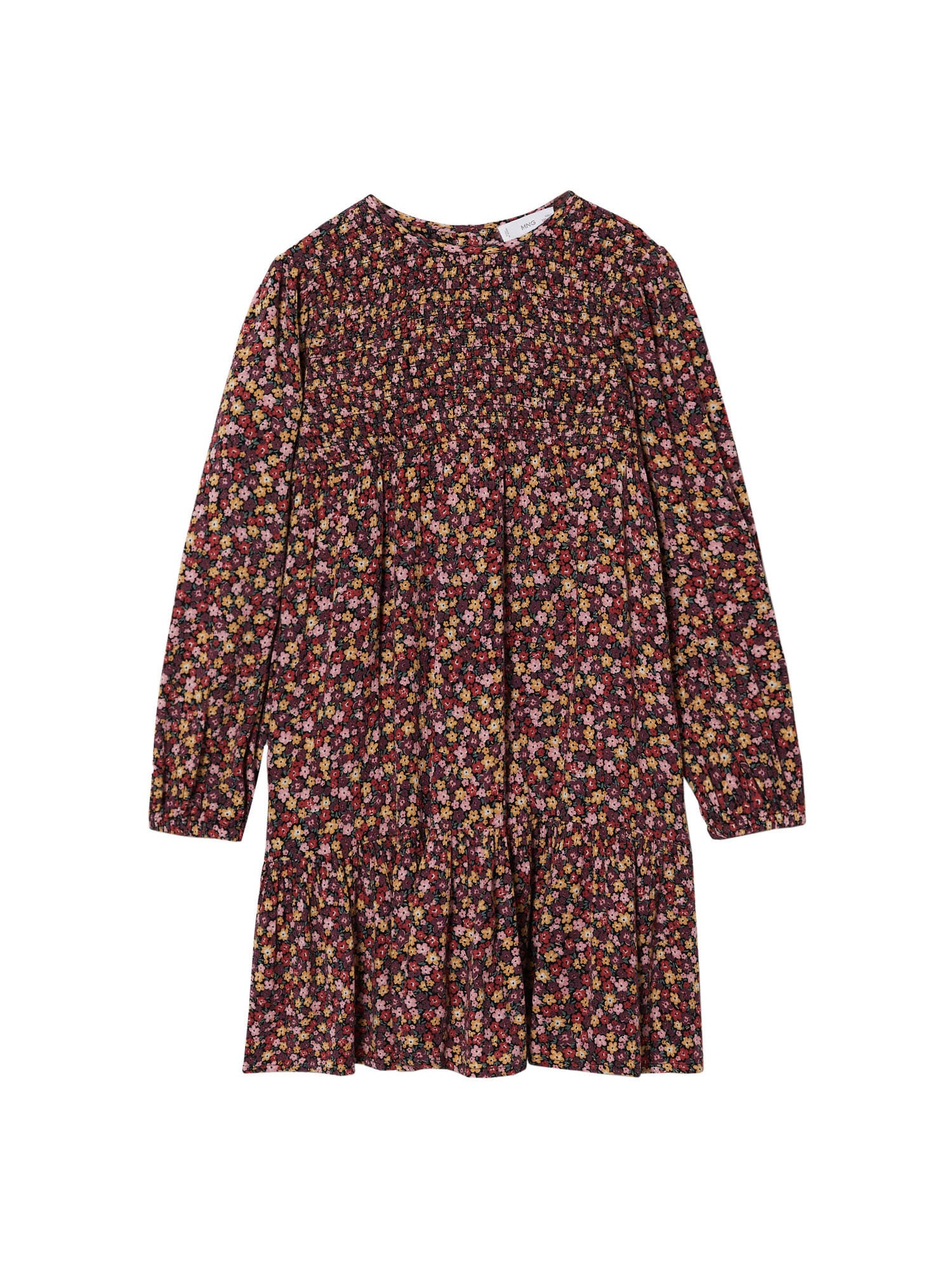 MANGO KIDS Obleka 'Camila'  rumena / zelena / roza / rdeče vijolična