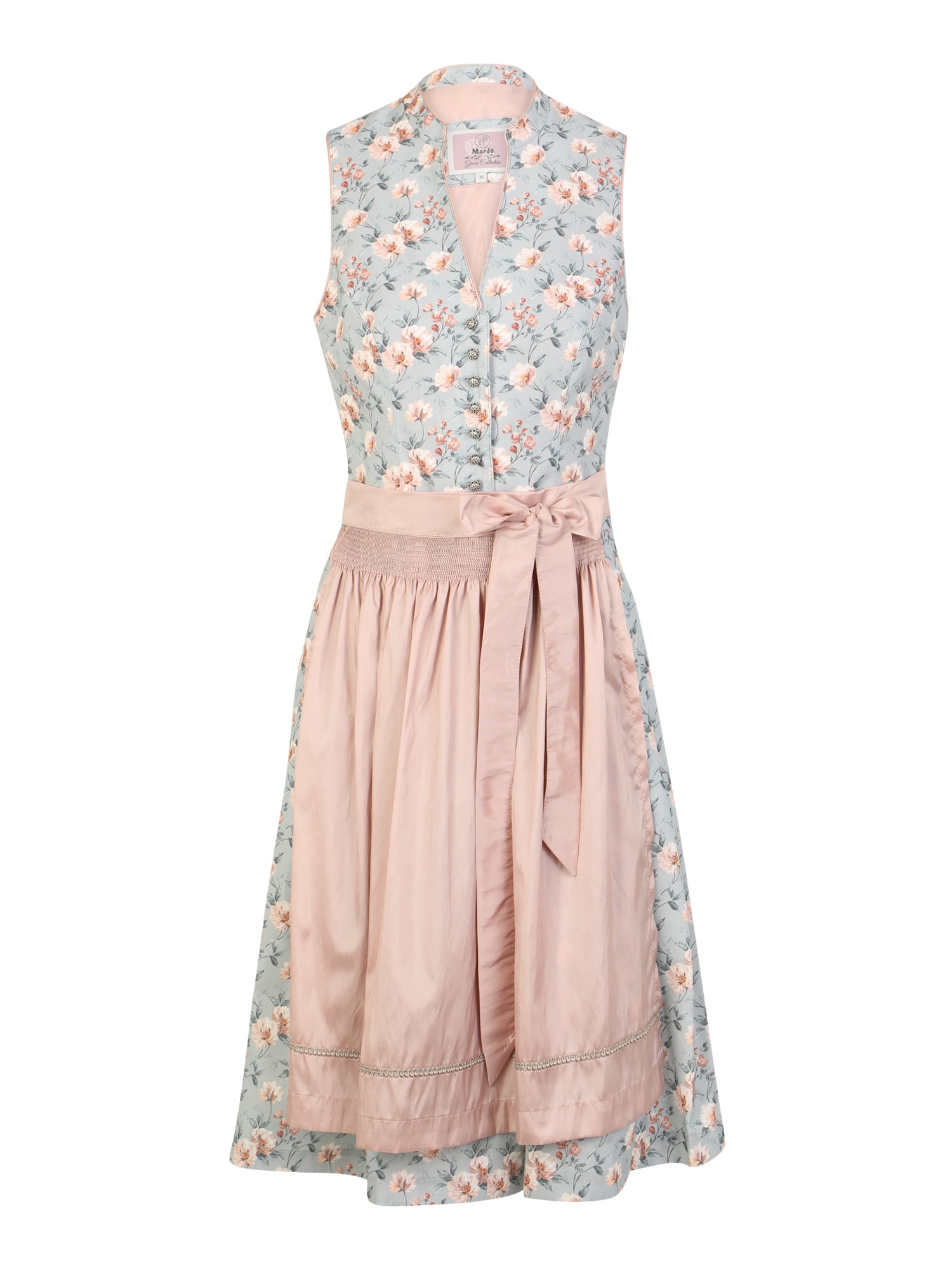 MARJO Dirndl  svetlo modra / zelena / pastelno roza