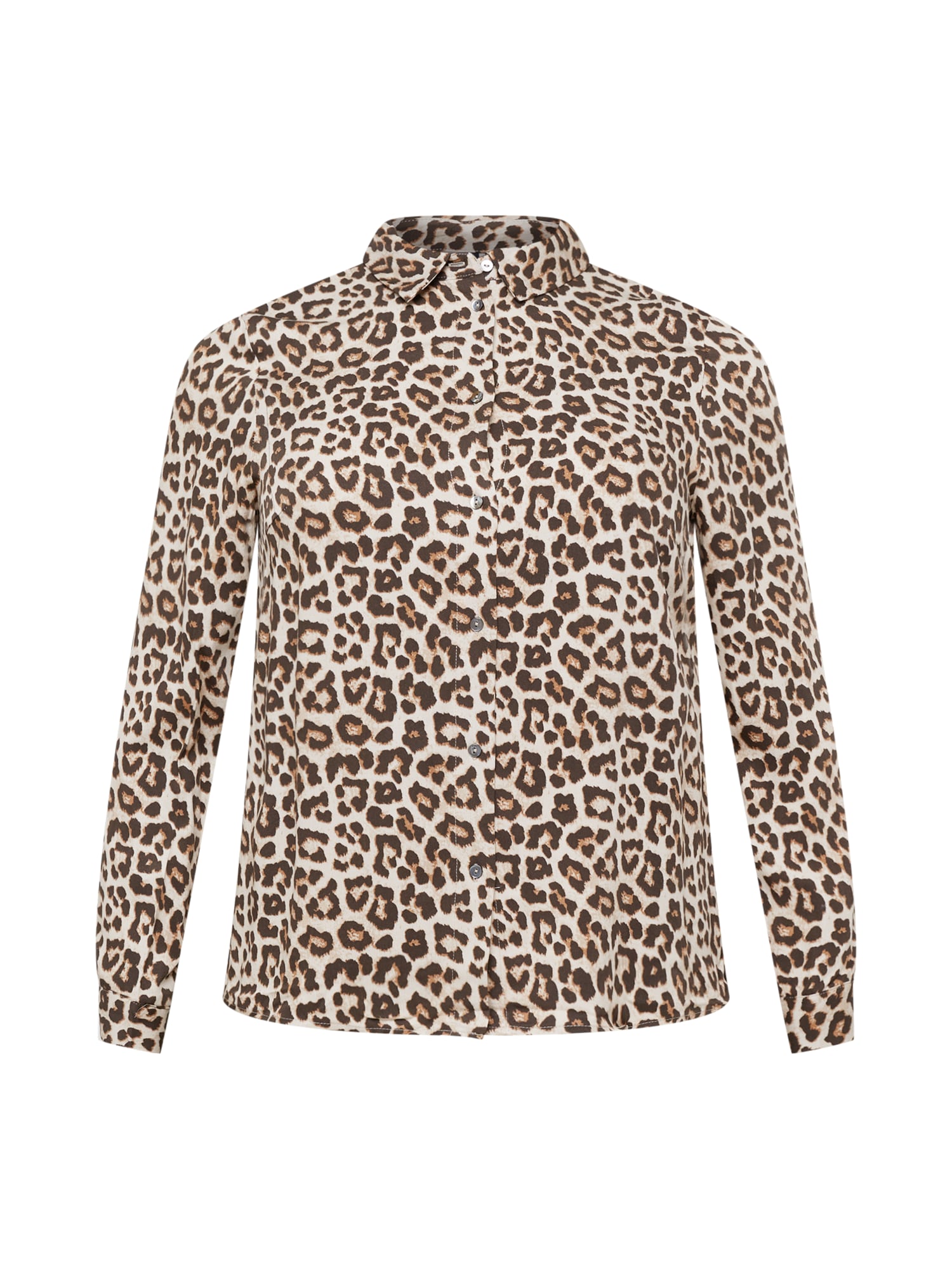 ONLY Curve Bluza 'ONCALMA LIFE VIS L/S SHIRT AOP WVN'  kremna / rjava / svetlo rjava