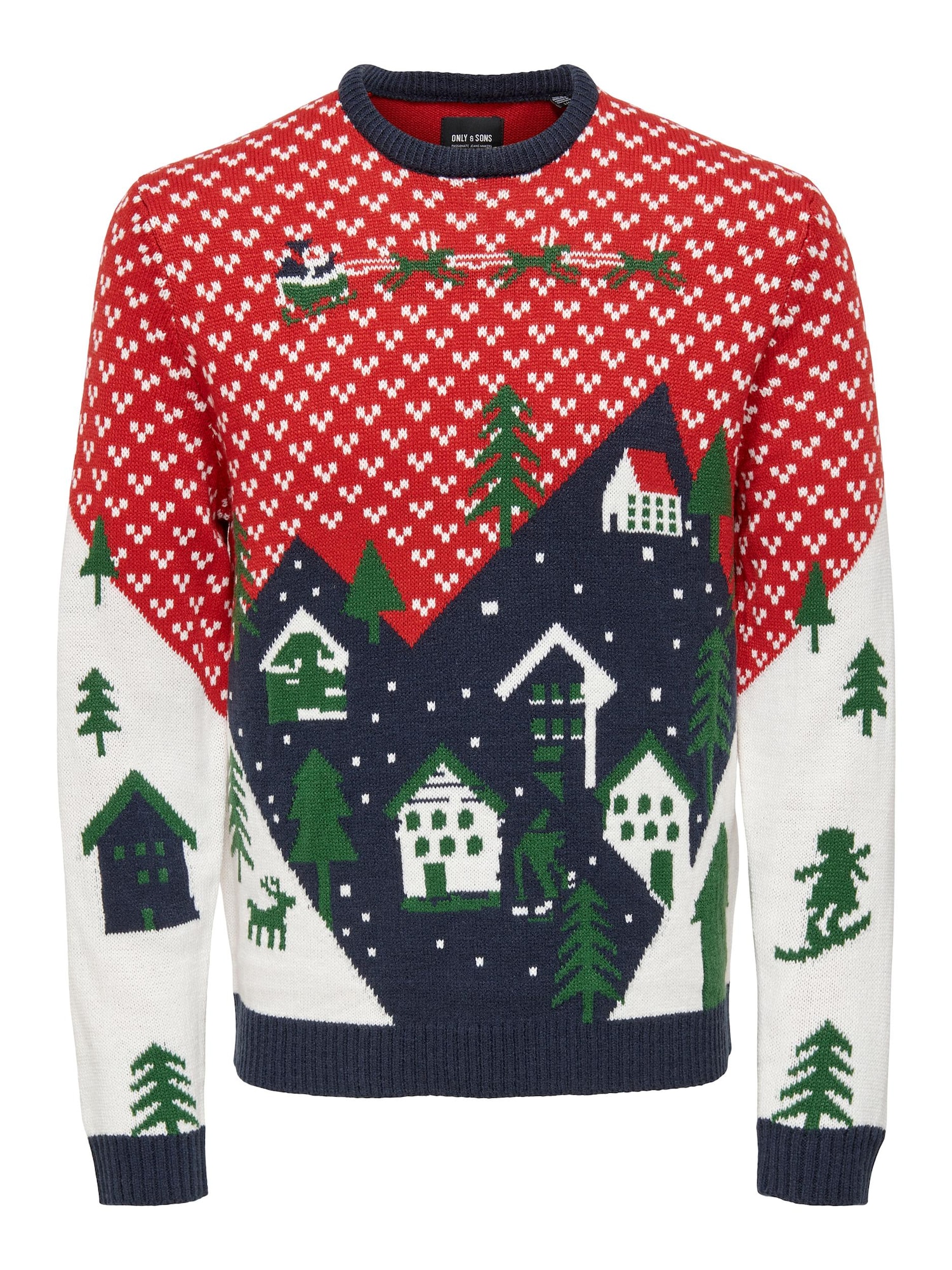 Only & Sons Pulover 'Xmas'  mornarska / rdeča / off-bela