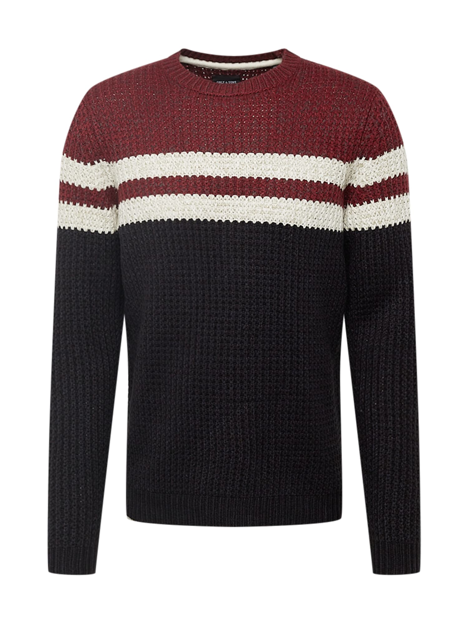 Only & Sons Pulover  burgund / črna / bela