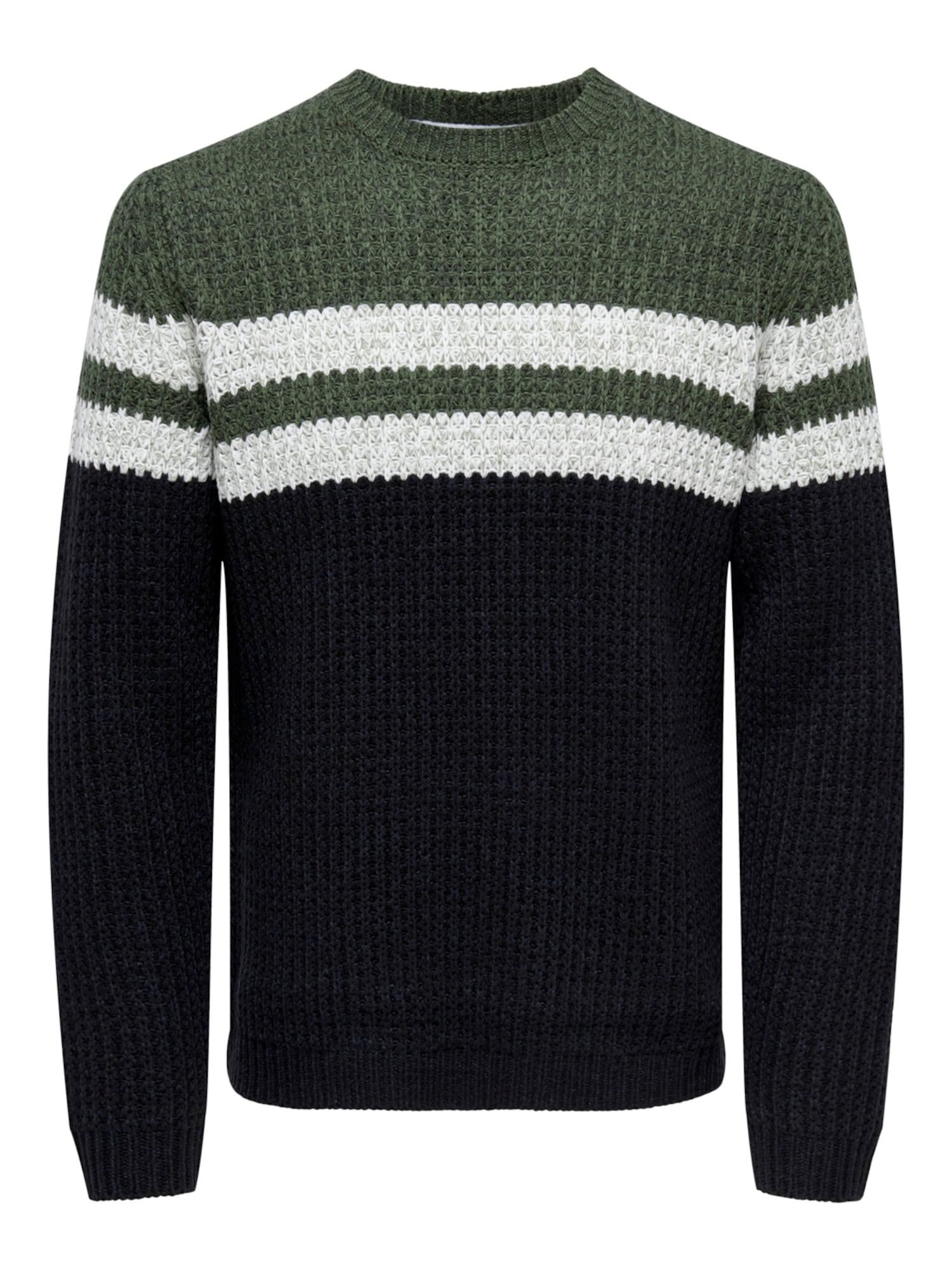 Only & Sons Pulover  kaki / črna / bela
