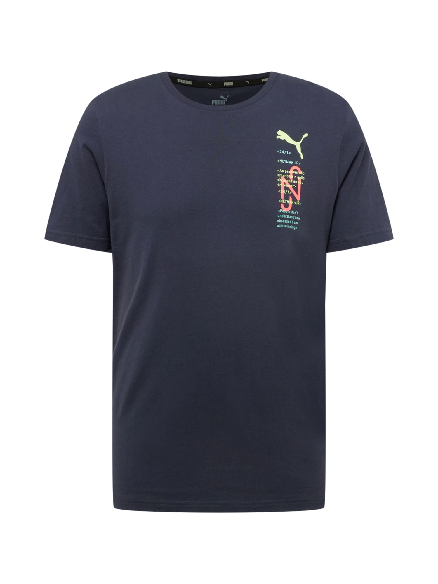 PUMA Funkcionalna majica  mornarska / golobje modra / oranžna