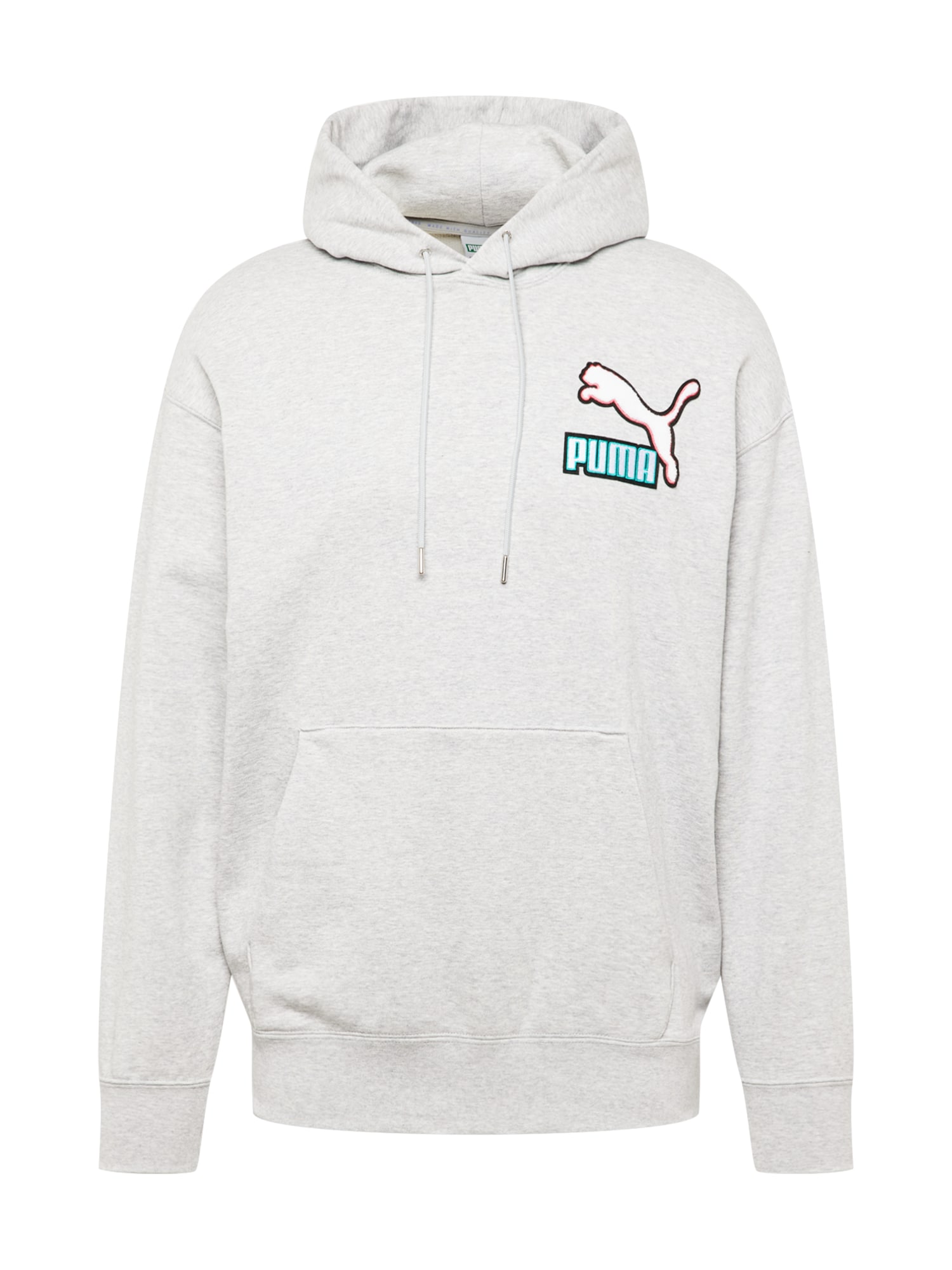 PUMA Majica 'Fandom'  svetlo siva / žad / črna / bela