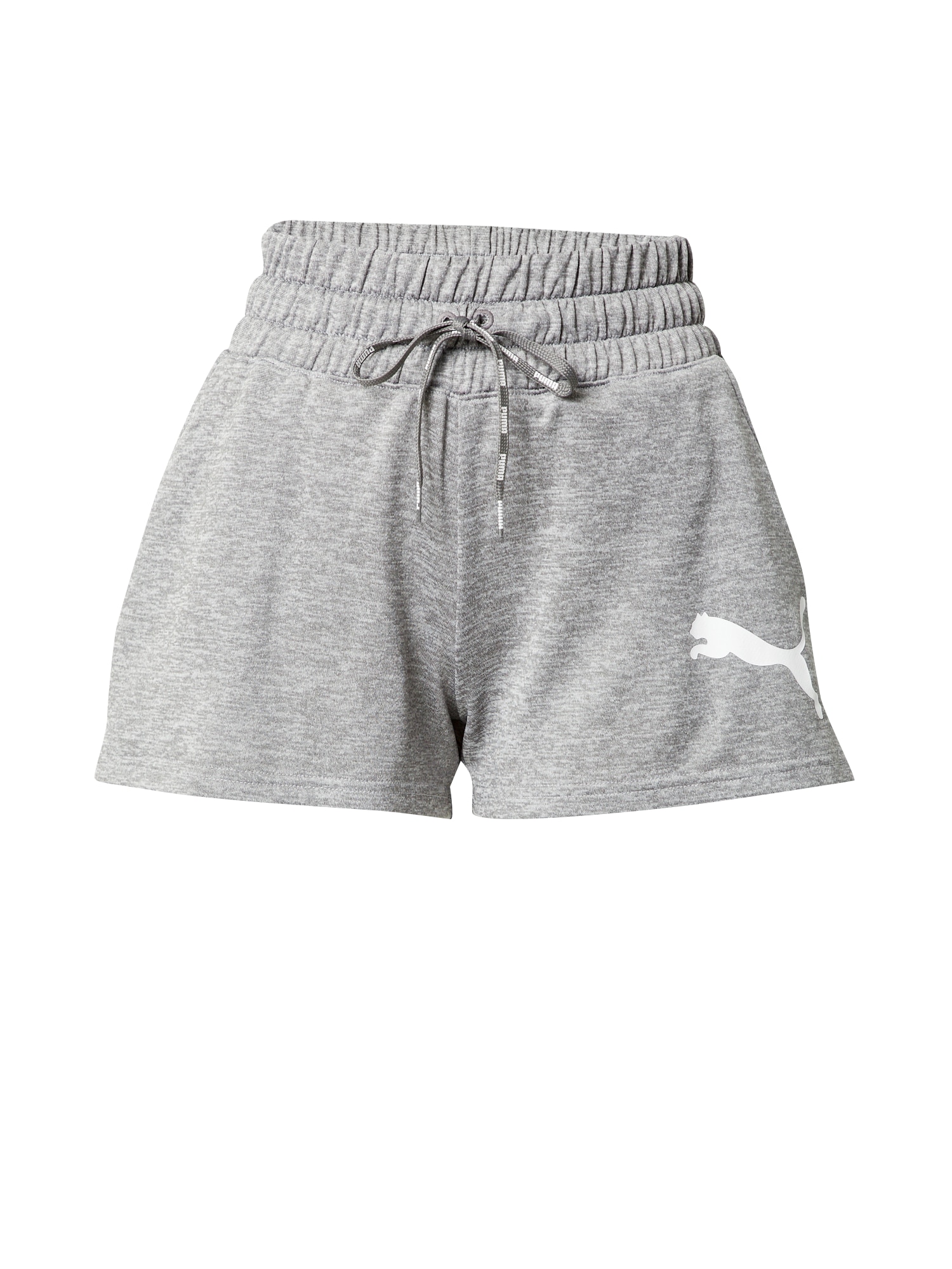 PUMA Športne hlače 'Fit Tech Knit 3" Short'  pegasto siva / bela