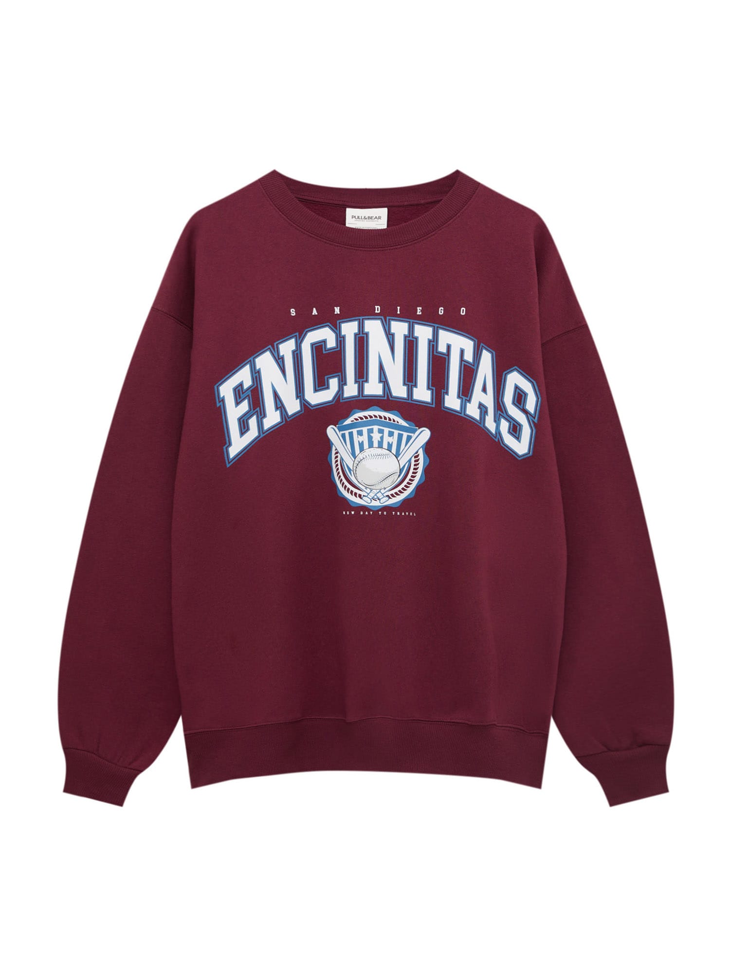 Pull&Bear Majica  modra / bordo / bela