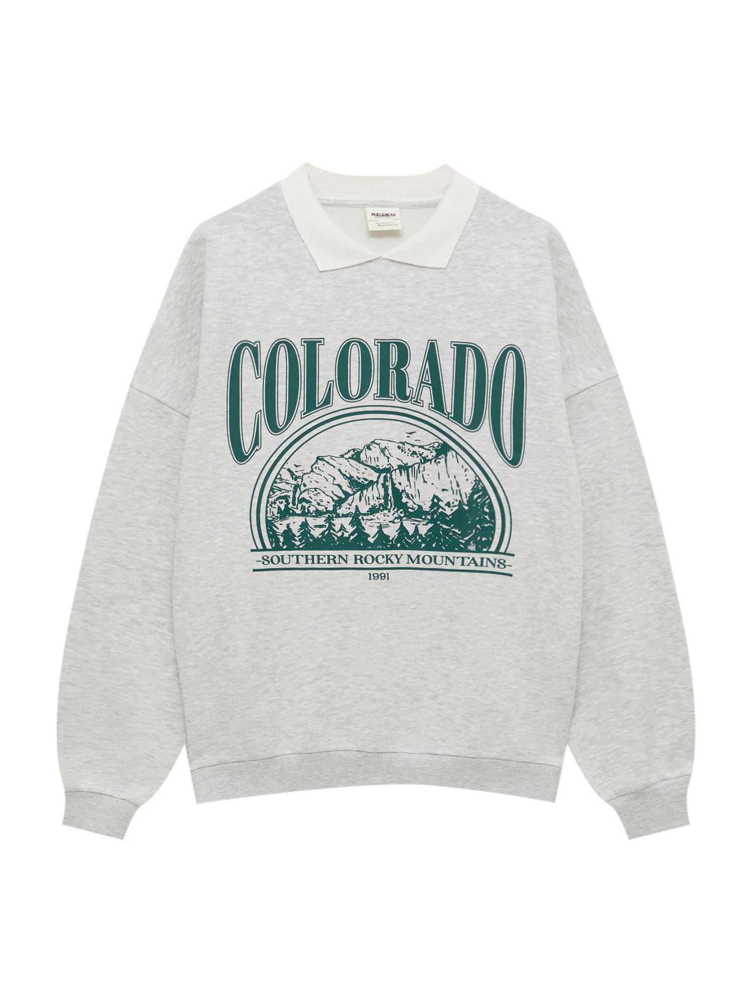 Pull&Bear Majica  pegasto siva / smaragd / bela
