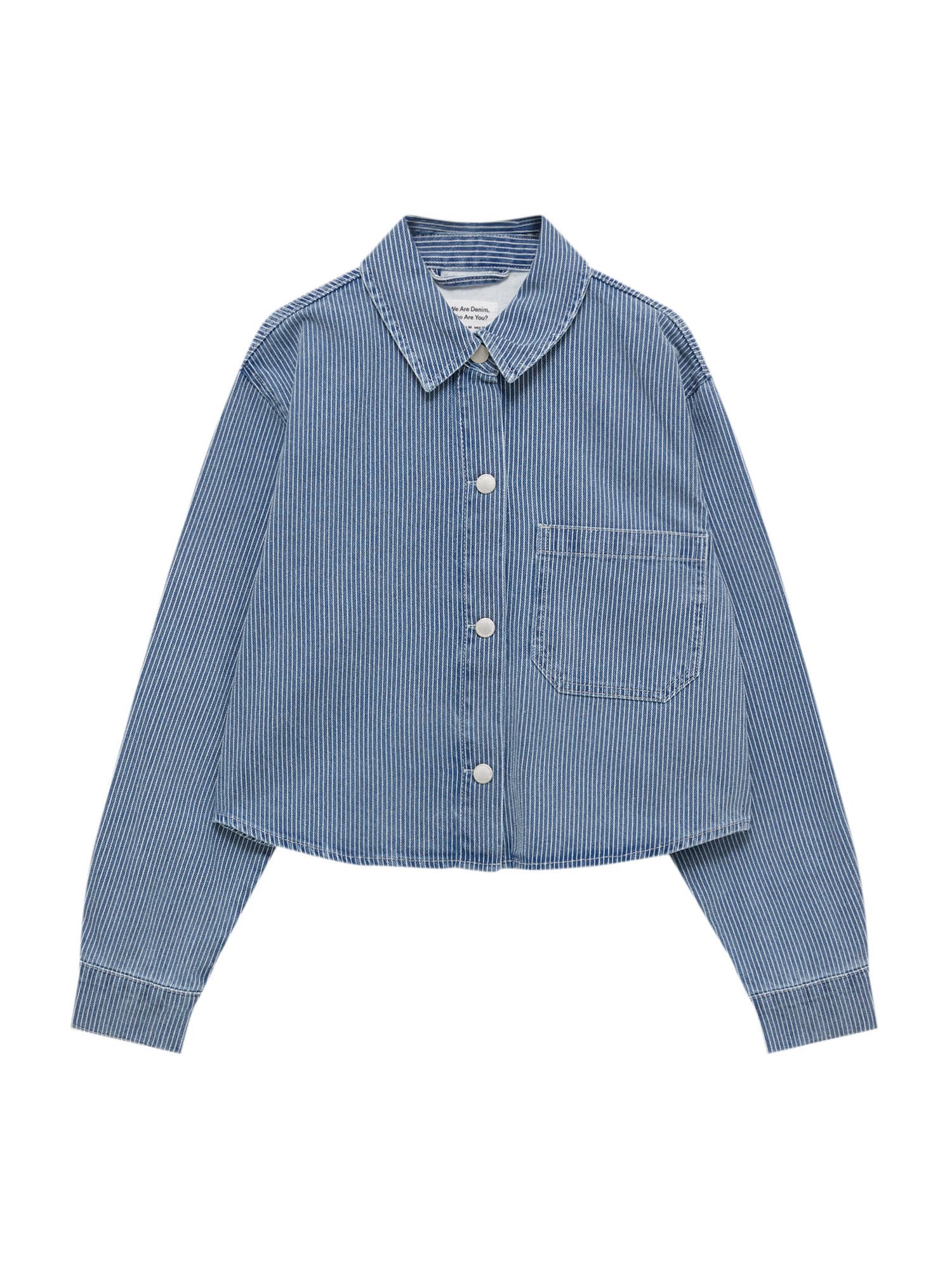 Pull&Bear Prehodna jakna  moder denim / bela