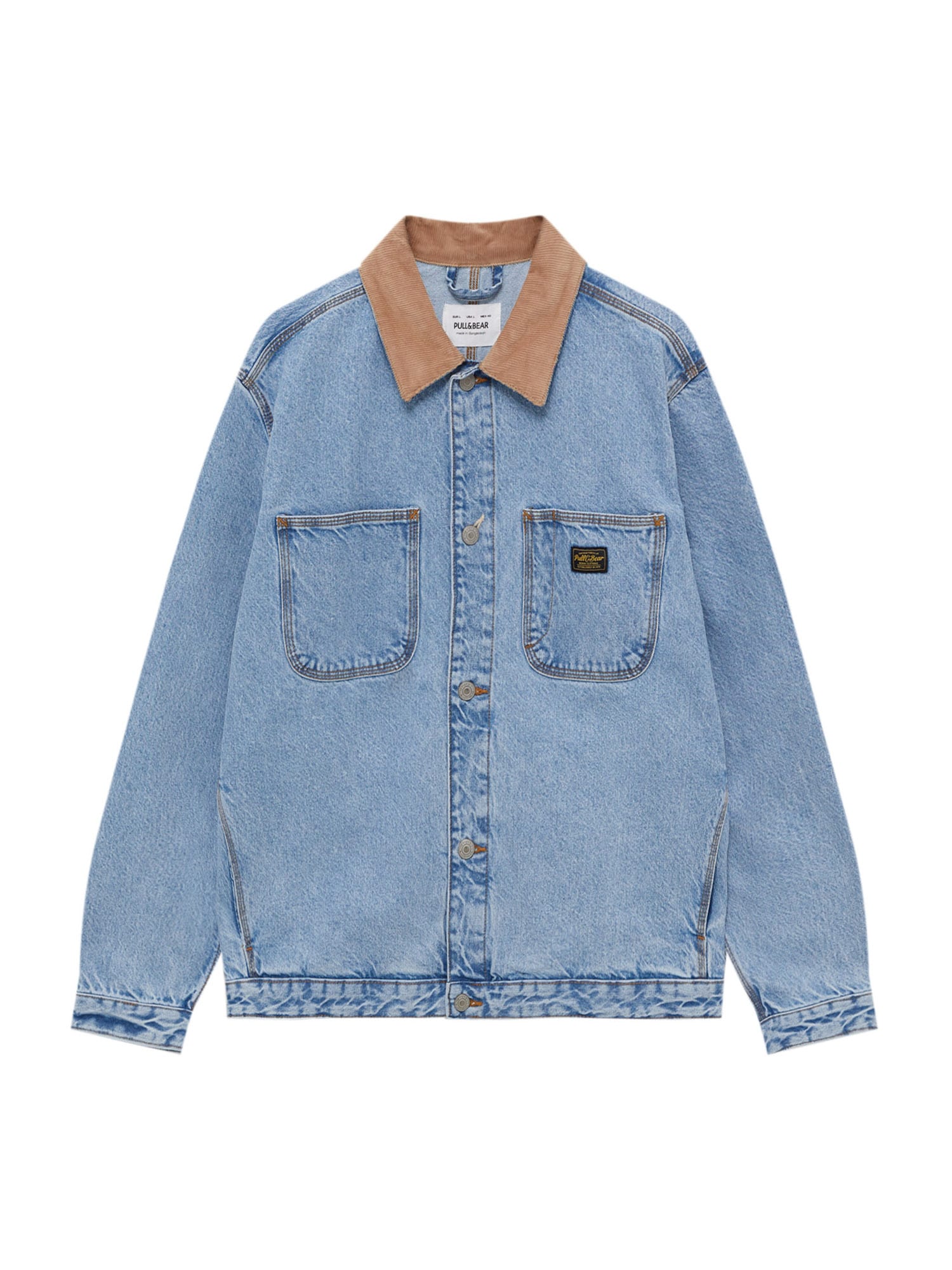 Pull&Bear Prehodna jakna  svetlo modra / rjava