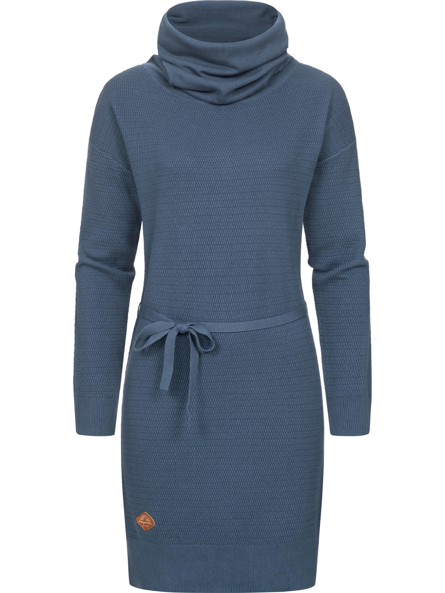 Ragwear Pletena obleka 'Babett'  golobje modra / konjak / bela